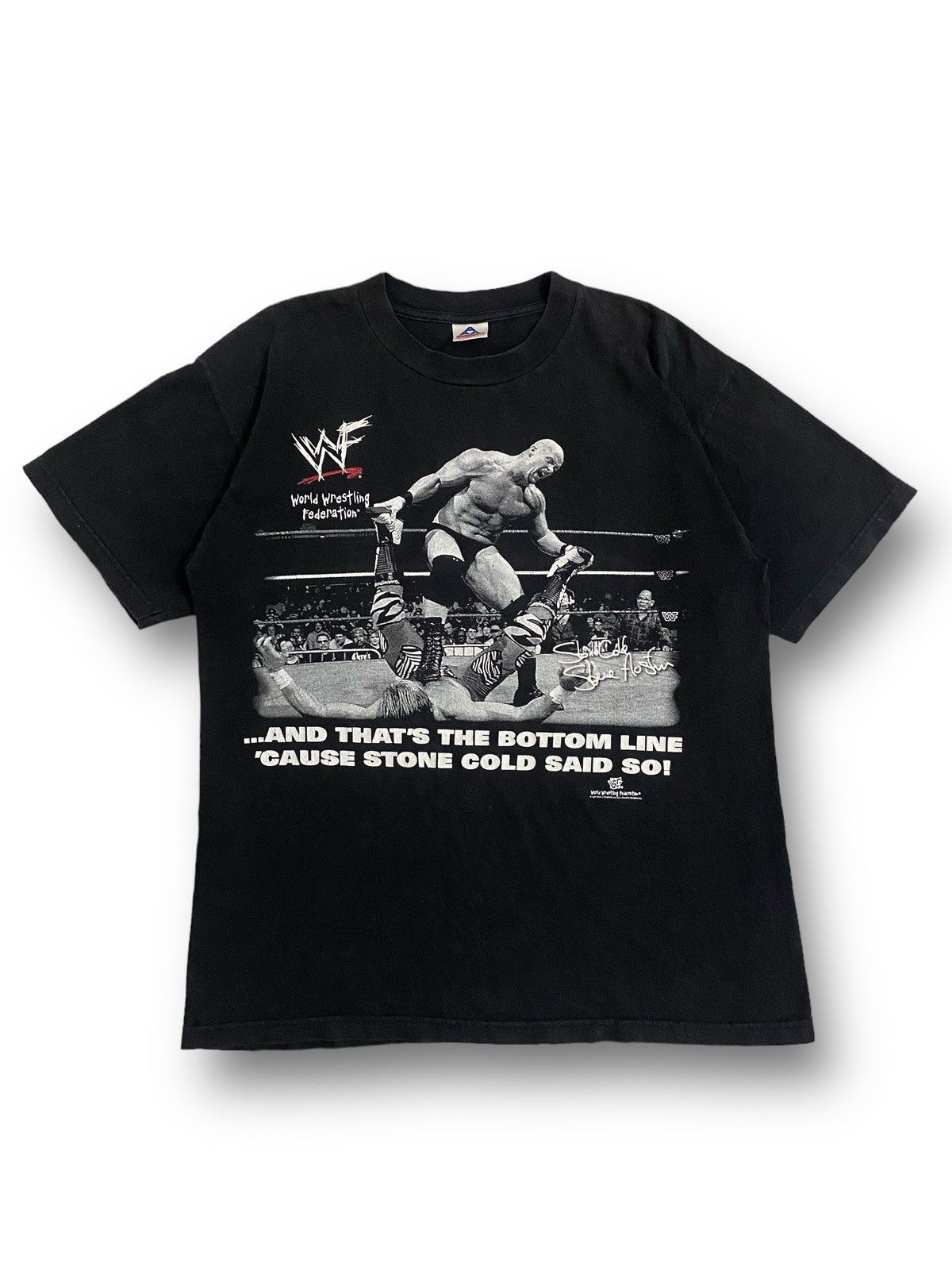 image of Vintage Stone Cold Wwf 1998 in Black, Men's (Size Large)