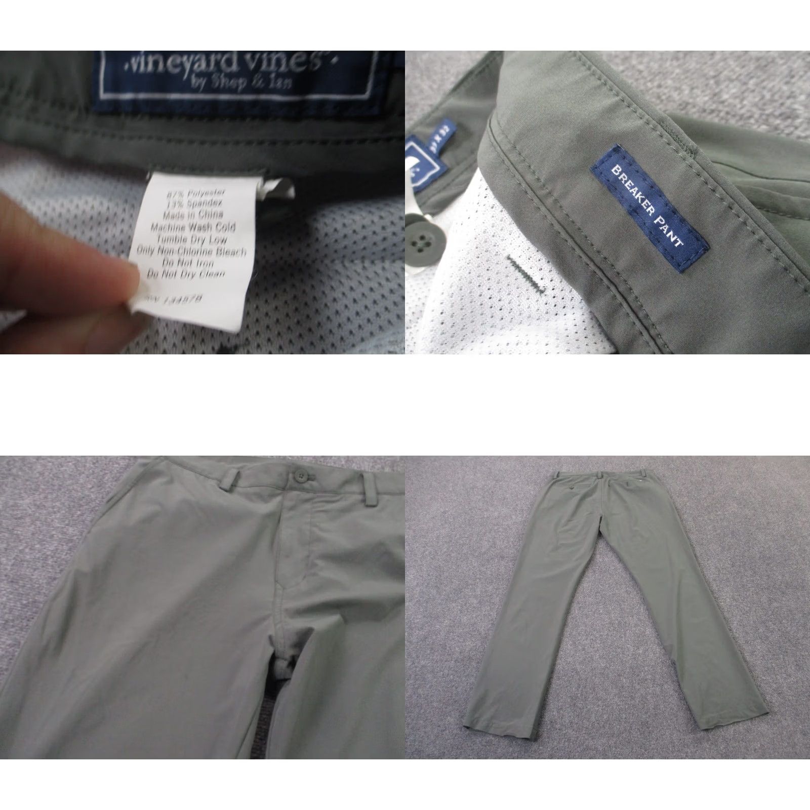 Vineyard Vines Vineyard Vines Pants Mens 33 X 32 Gray Chino Straight Casual Regular Belt Loops Front Flat Front Knits Cotton Size US 33 - 8 Thumbnail