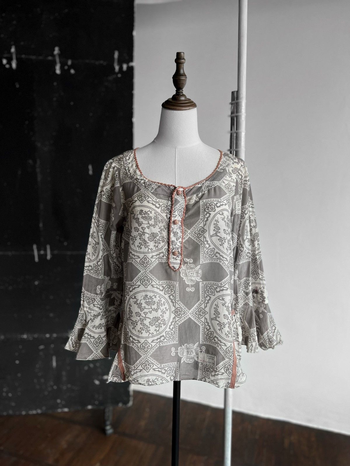 Odd Molly Odd Molly Womens Gray White Blouse Top Shirt Long Sleeve Size M / US 6-8 / IT 42-44 - 1 Thumbnail