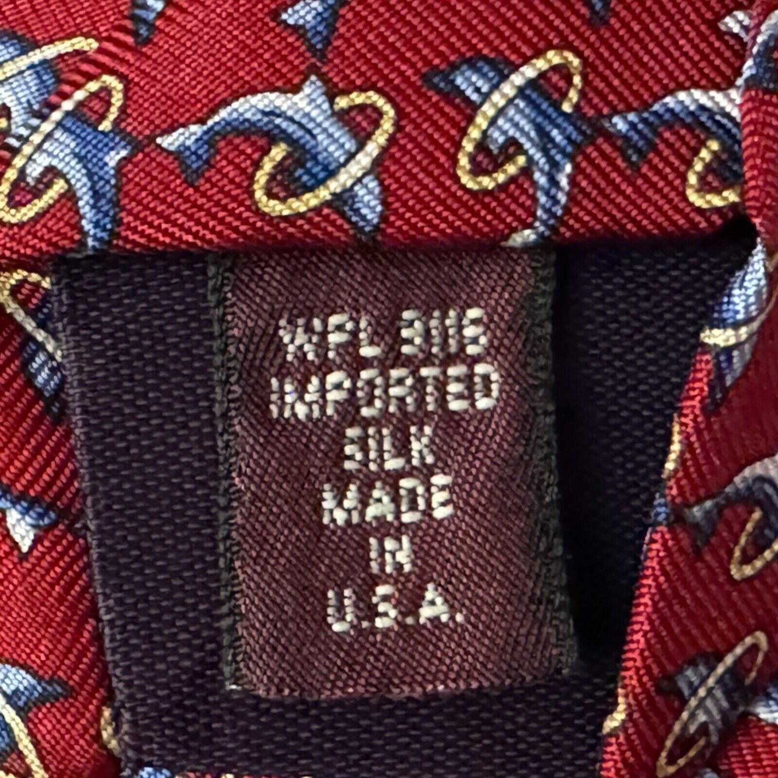 Designer JOS A BANK Silk Tie CORPORATE COLLECTION Dolphins Size ONE SIZE - 4 Thumbnail