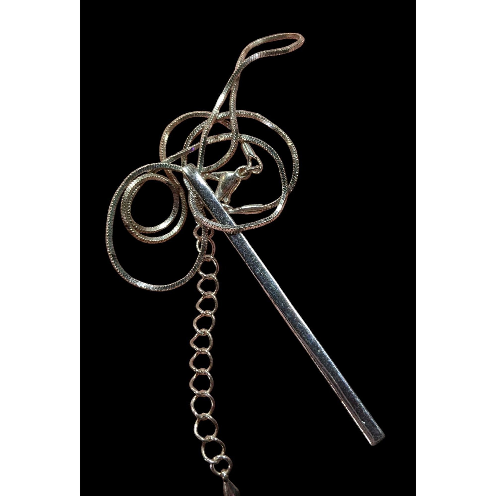 Other Elegant Modern Bright Silver Tone Pillar Pendant Necklace Size ONE SIZE - 5 Thumbnail