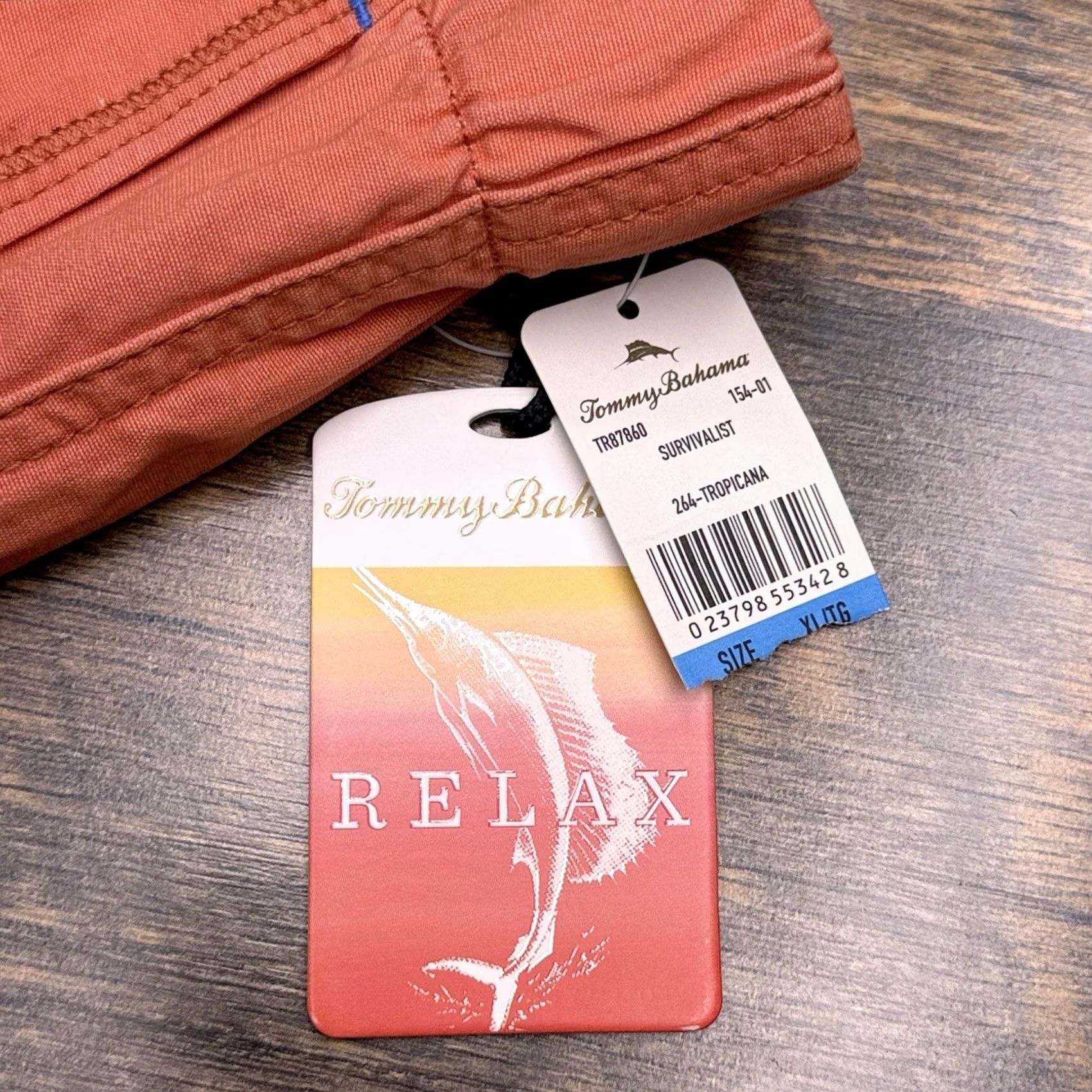 Tommy Bahama Tommy Bahama Cargo Shorts Mens XL Orange Canvas Drawstring Pockets Relaxed 8in Inseam Tropicana Logo New Size US 36 / EU 52 - 4 Thumbnail