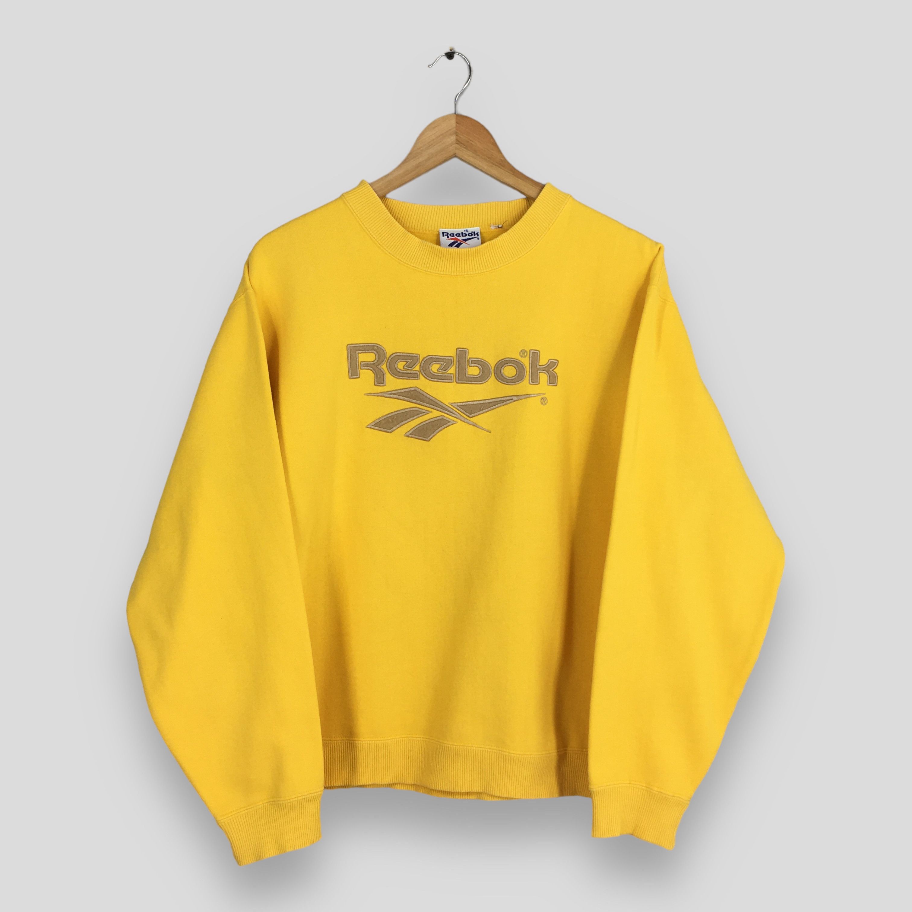 Reebok Vintage 90's Reebok Classic Yellow Sweatshirt XLarge Size US XL / EU 56 / 4 - 1 Thumbnail