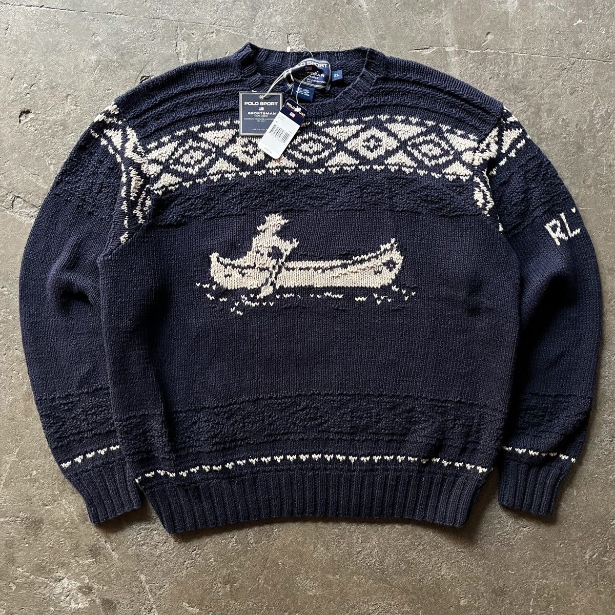 Polo Ralph Lauren × Vintage Polo Ralph Lauren sportsman “canoe man” knit sweater Size US XL / EU 56 / 4 - 1 Thumbnail