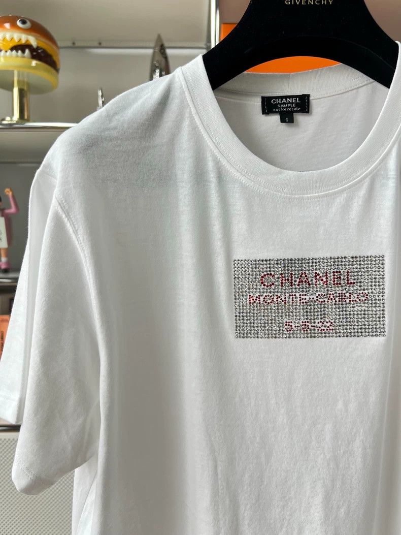 Chanel Chanel Letter rhinestone white T-shirt Size S / US 4 / IT 40 - 3 Thumbnail