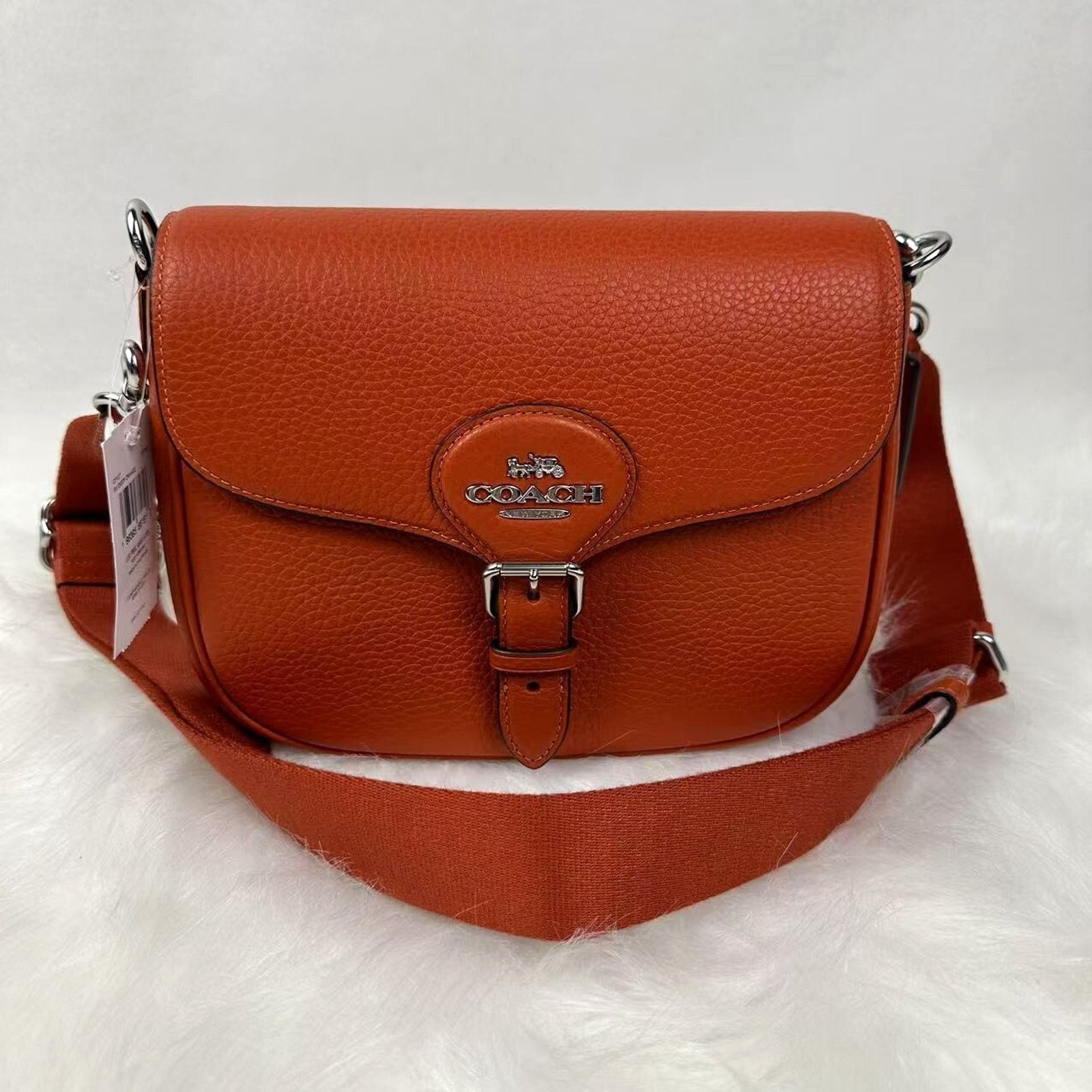 Coach Amelia Saddle Bag Shoulder Crossbody Leather Orange, Women's