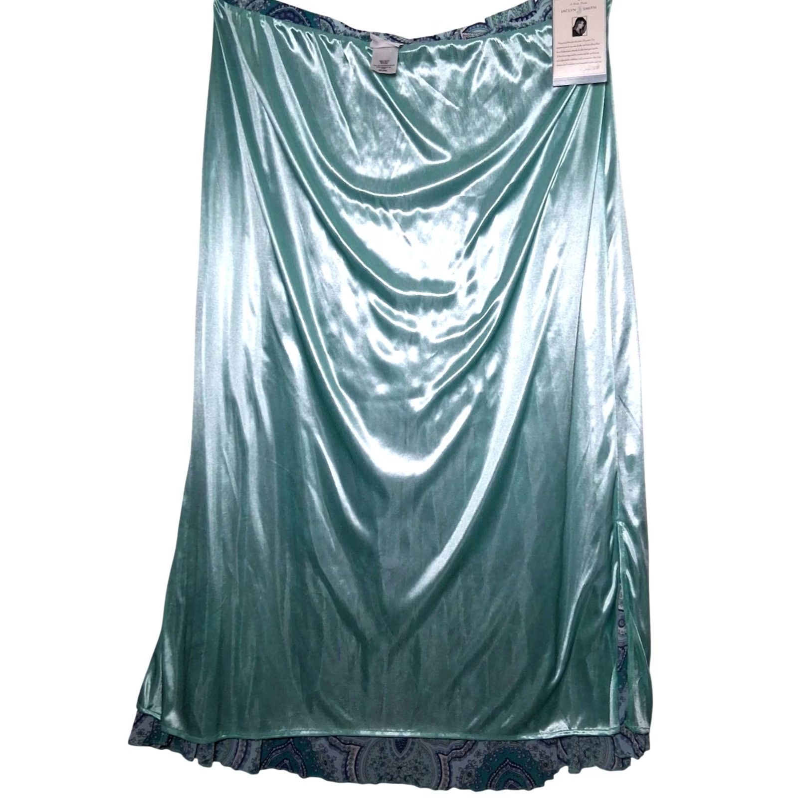 Vintage VINTAGE Jackyn Smith Maxi Skirt Plus Size 2X Long Blue Paisley Pleated Boho Lined Women Skirt Size 40" / US 18 - 3 Thumbnail