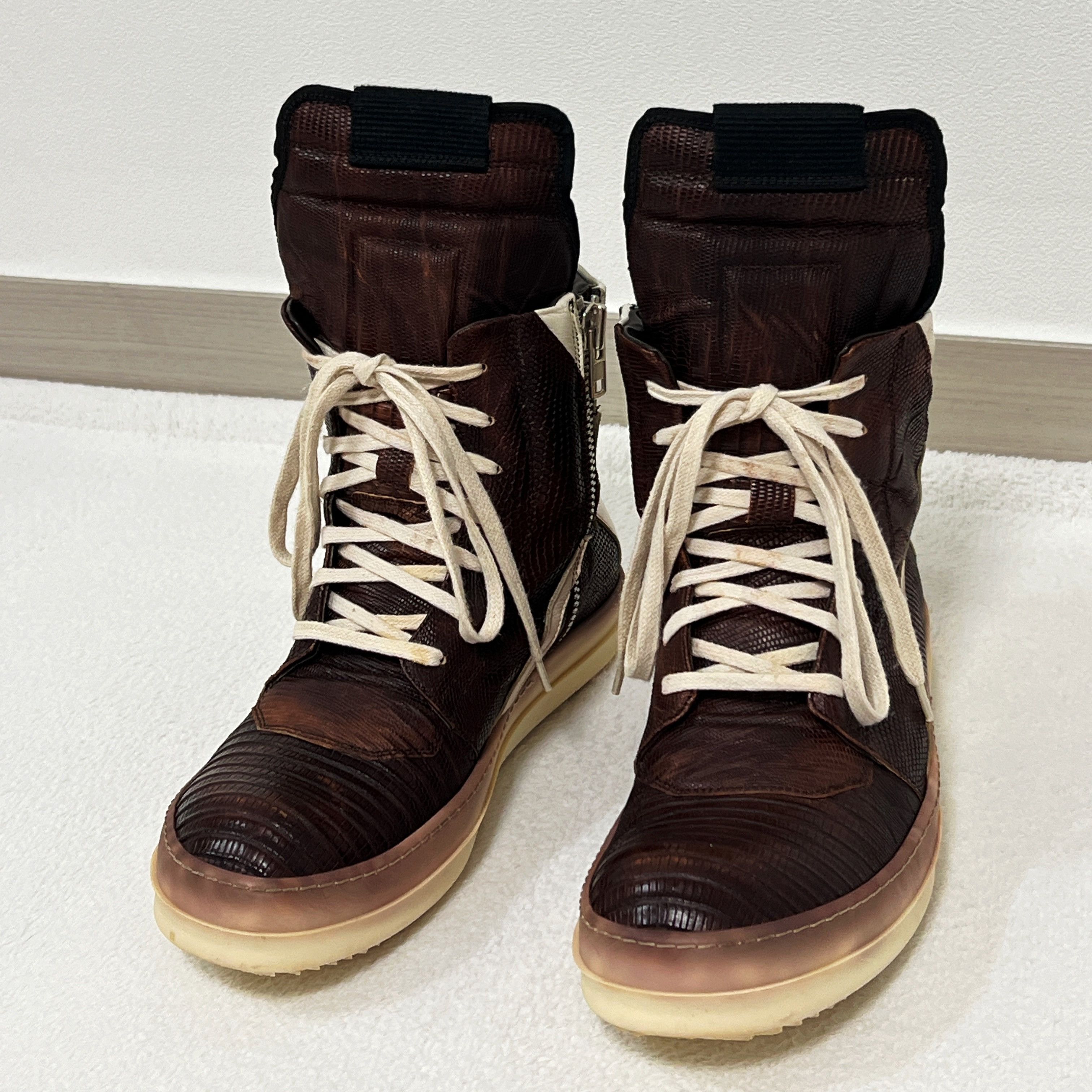 Rick Owens Rick Owens FW14 GEOBASKET IGUANA BLOOD MILK WB Size US 7 / EU 40 - 2 Thumbnail