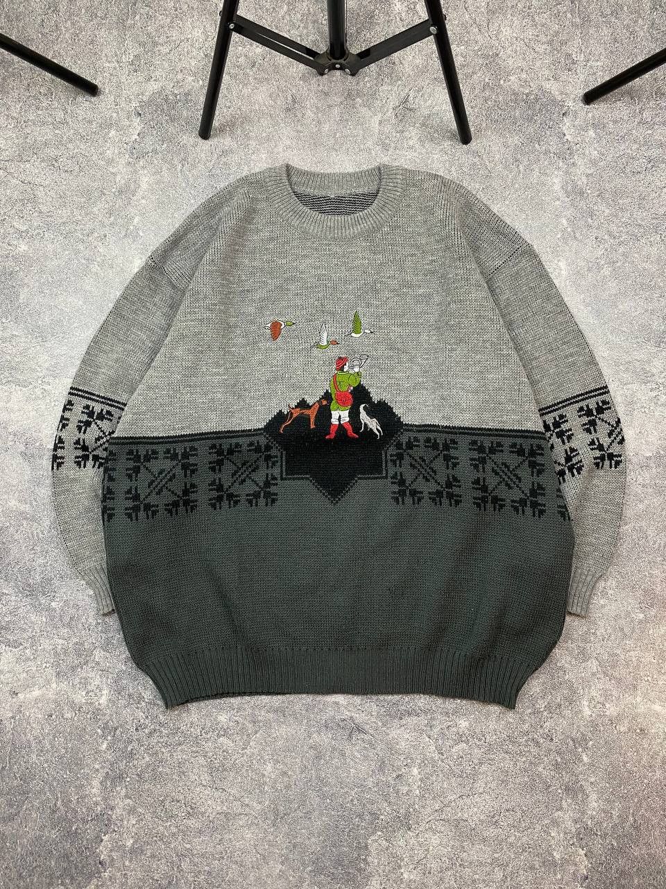 Vintage Vintage Beautiful Embroidered Sweater Hunter from 90s Size US M / EU 48-50 / 2 - 1 Thumbnail