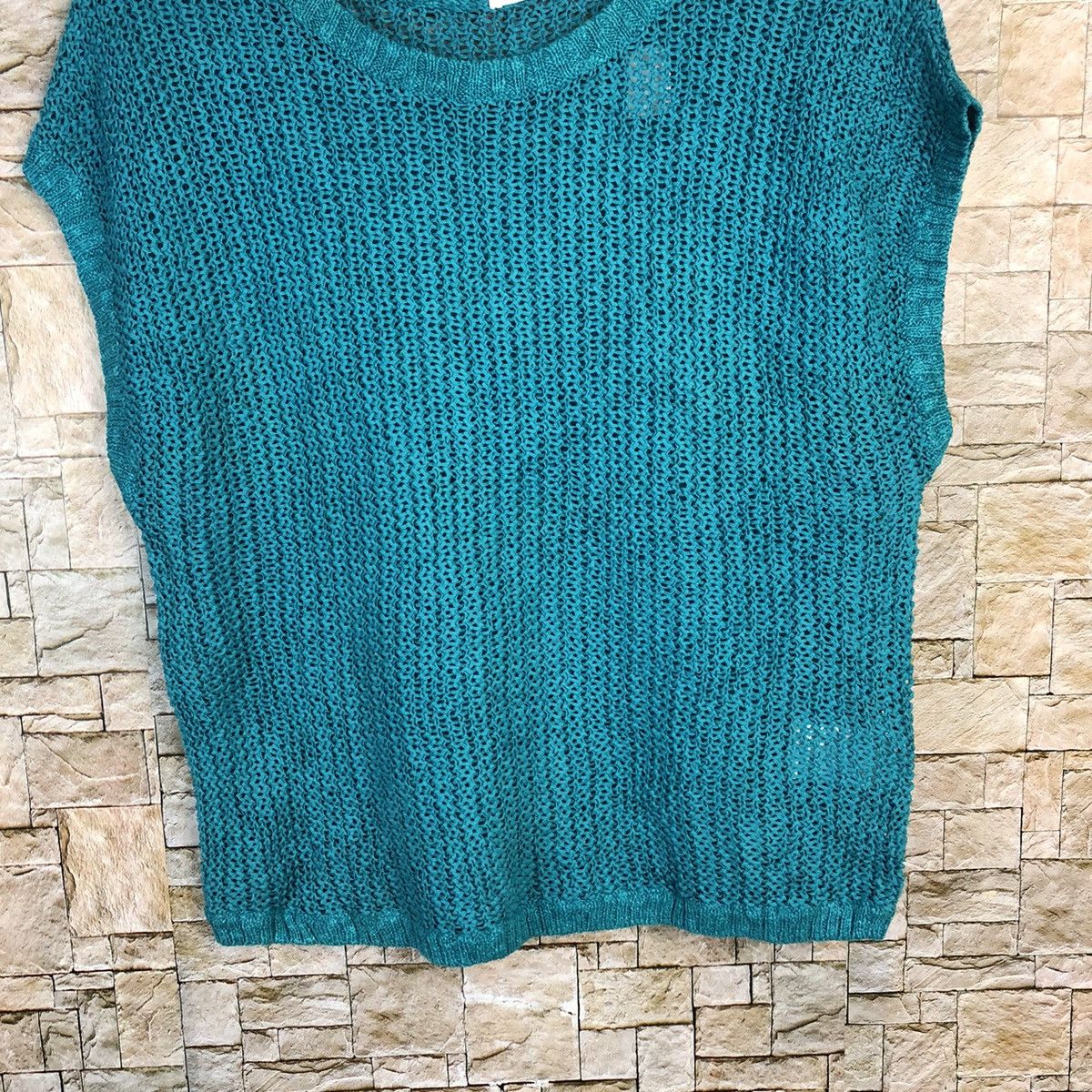 Uniqlo Blue crochet mesh net sleeveless Knitwear #A789