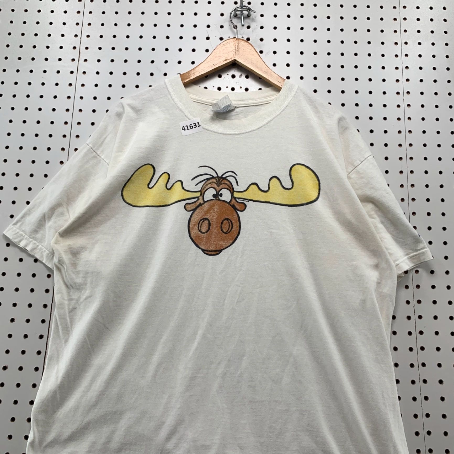 Gildan Vintage Rocky & Bullwinkle T-Shirt Men's XL White Cartoon 1990s Game logo Size US XL / EU 56 / 4 - 4 Thumbnail