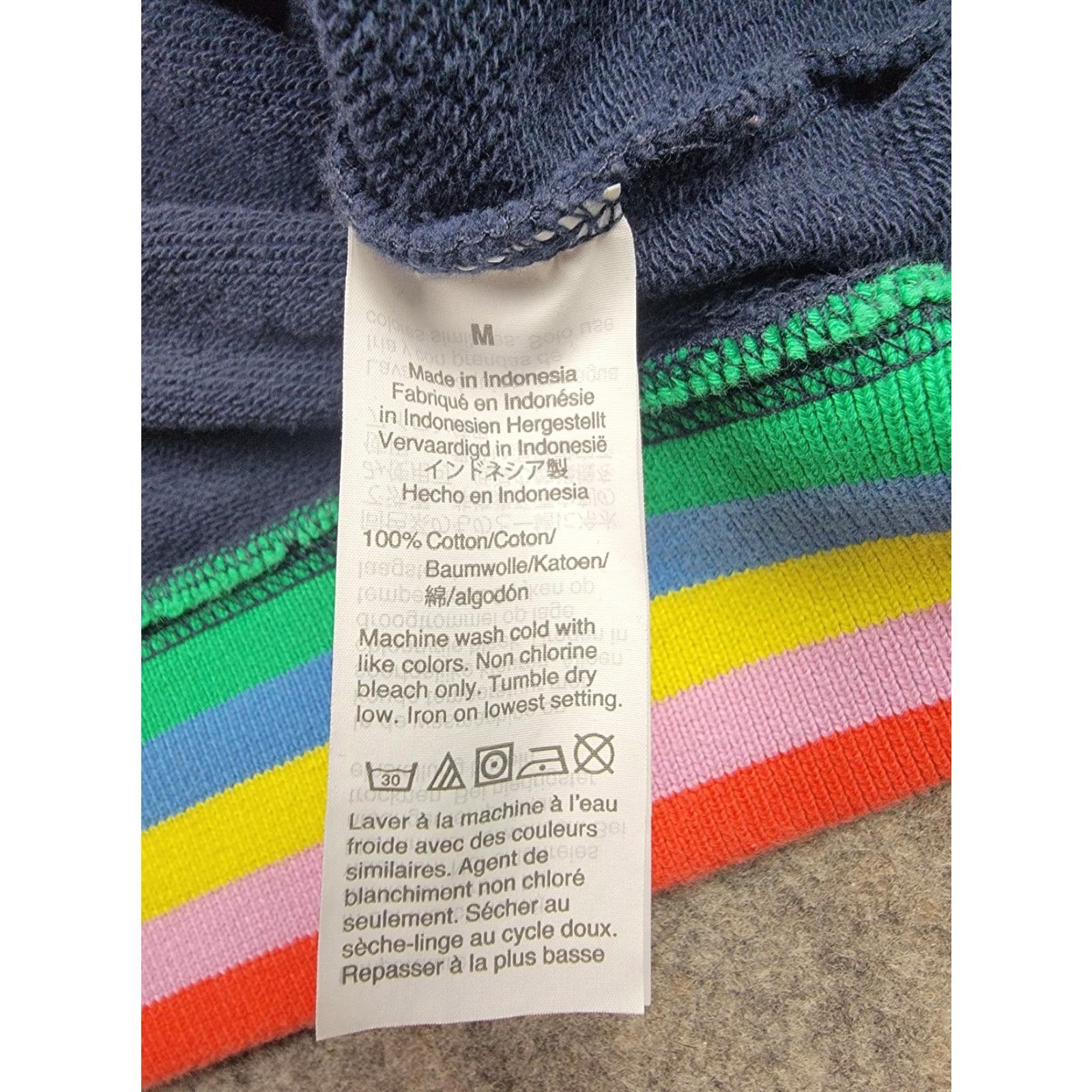 J.Crew J.CREW Hoodie Womens Medium Weekend Rainbow Stripe Pullover Pocket Cotton Blue Size M / US 6-8 / IT 42-44 - 5 Thumbnail