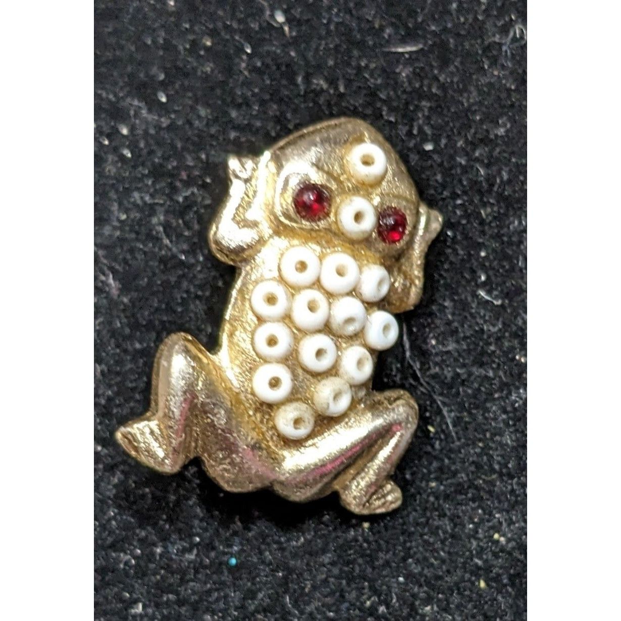 Other Vintage Beaded Gold Tone Metal Frog Brooch Made In Hong Kong Size ONE SIZE - 4 Thumbnail
