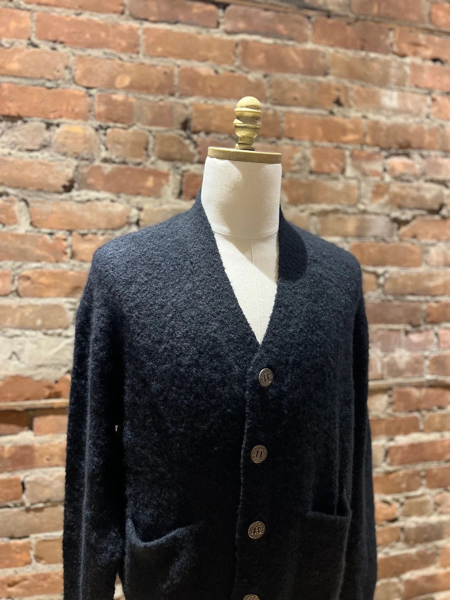 DENHAM Denham “Scissor” Bouclé Knit Cashmere Cardigan – Black Size US M / EU 48-50 / 2 - 2 Thumbnail