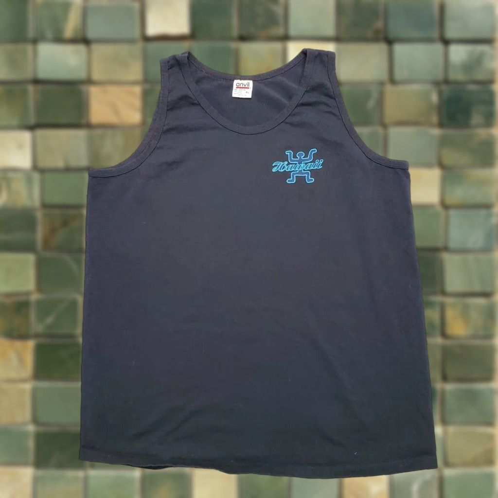 Anvil VINTAGE Hawaii Shirt Mens XL Black Tank Top Made in USA Oahu Molokai Nike Shirt Size US XL / EU 56 / 4 - 1 Thumbnail