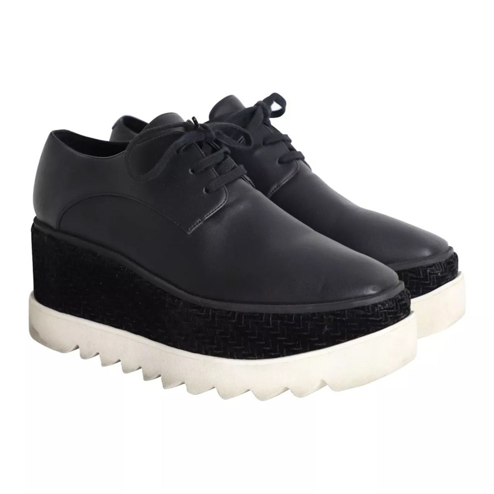 Stella McCartney Stella McCartney Black Vegan Platform Brogues Velvet 9.5 Size US 9.5 / IT 39.5 - 1 Thumbnail