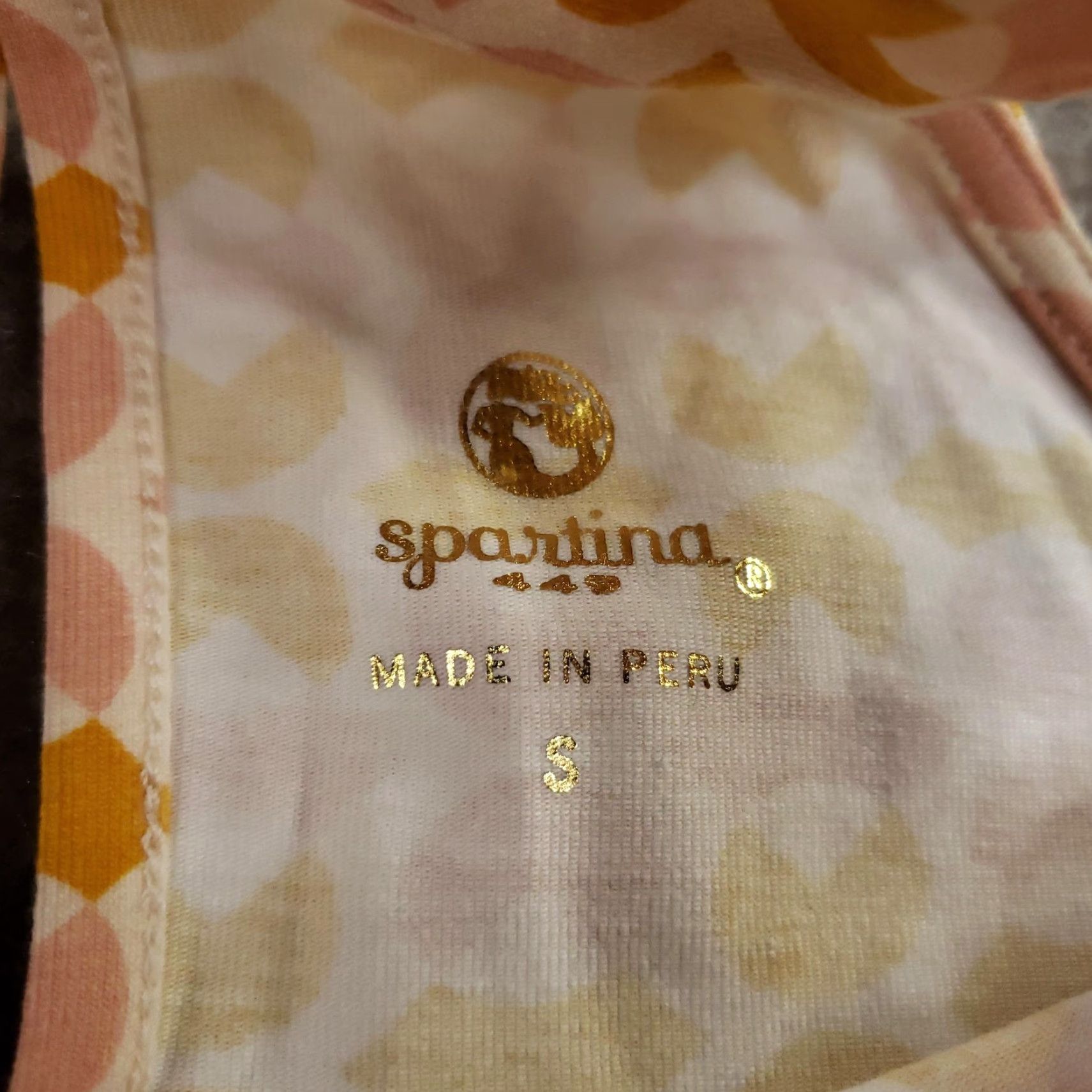 Vintage Spartina 449 Dress Womens Small Pink Yellow Ollie Geo Gabbi Halter Knit A-Line/Shift Sleeveless 95% Cotton 5% Spandex Spring/Summer Womens Size S / US 4 / IT 40 - 6 Thumbnail