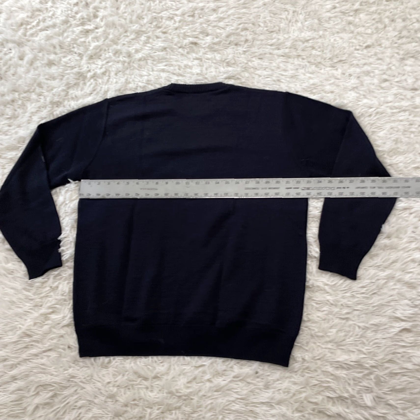 Jim Thompson NORM THOMPSON Wool Italian Sweater Men L Navy Blue Orange Retro Geometric Knit Pullover Crew Neck Long Sleeve Multicolor Size US L / EU 52-54 / 3 - 6 Thumbnail