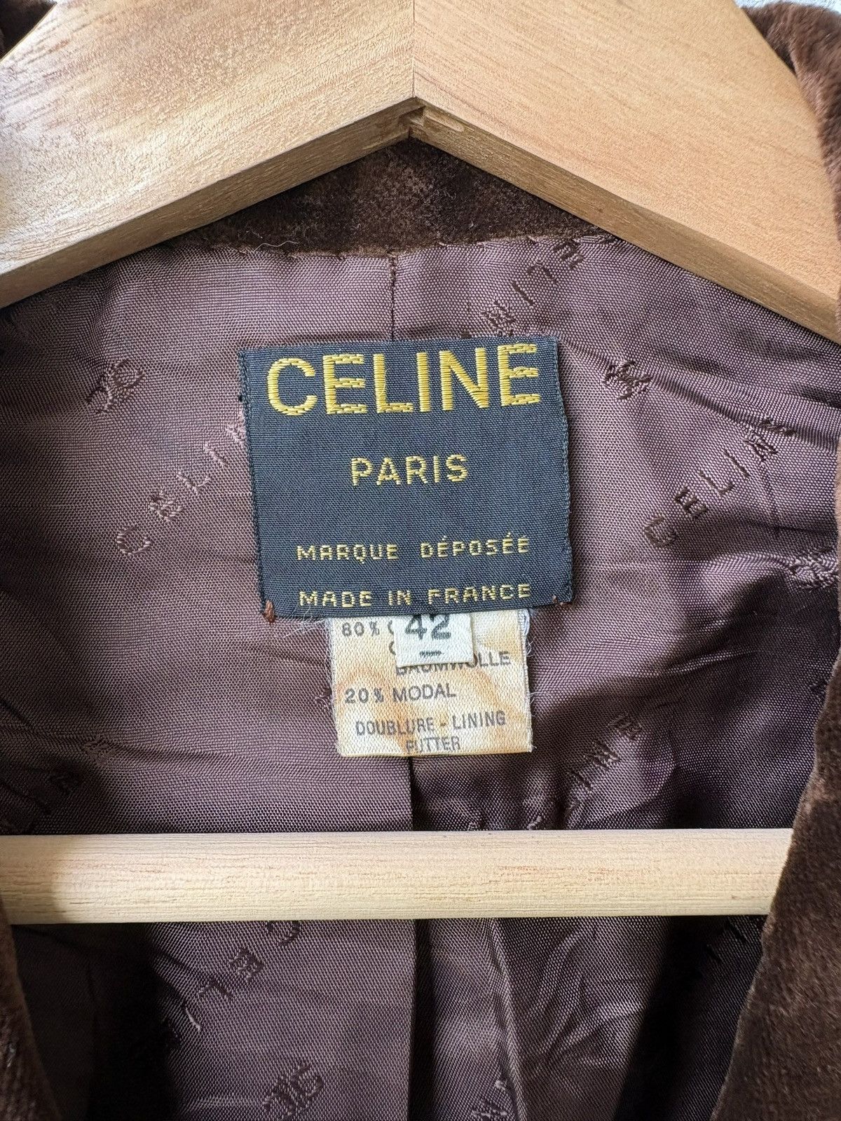 Celine Vintage 80s 90s Celine Paris brown velvet blazer Size US S / EU 44-46 / 1 - 9 Thumbnail
