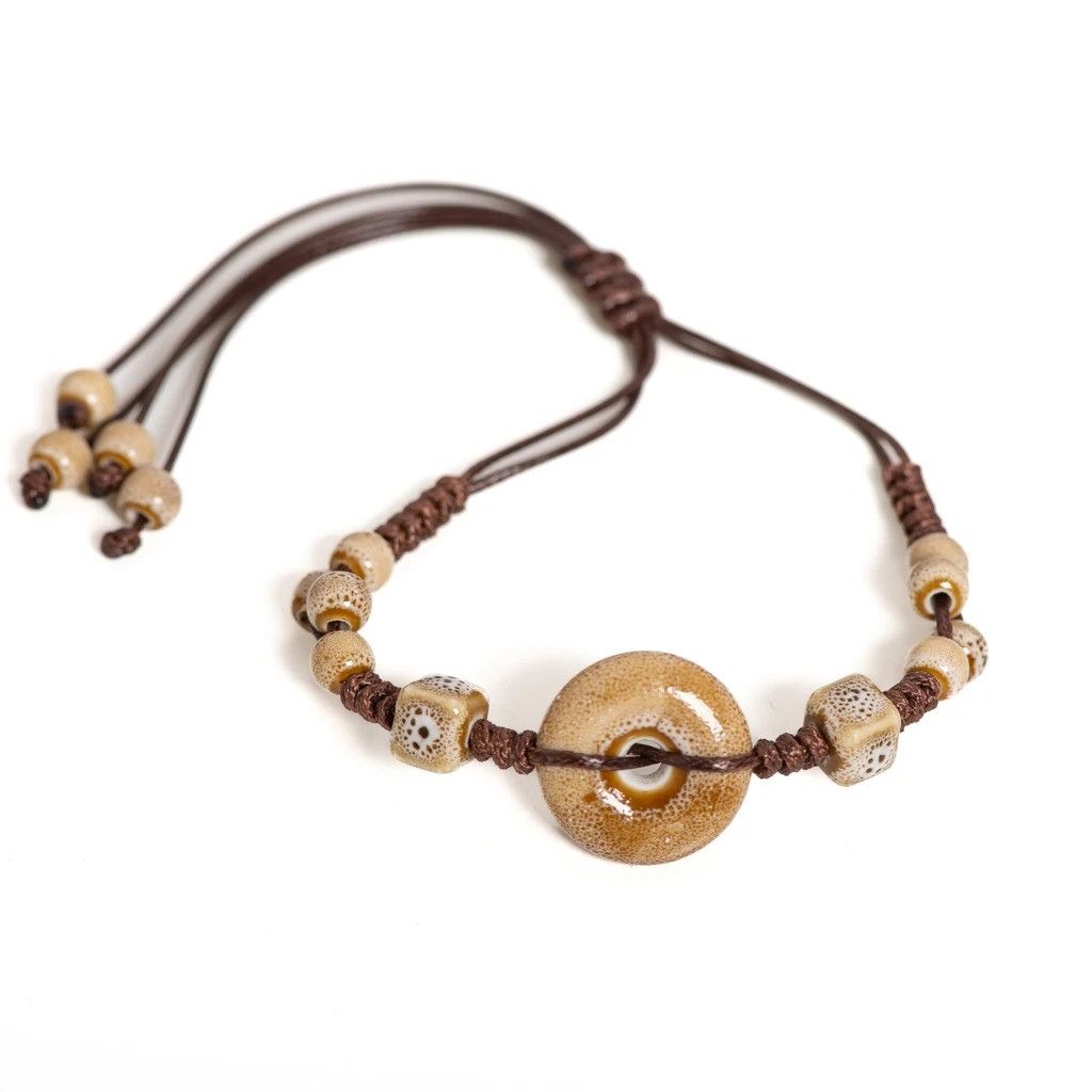 Handmade Peace Buckle Ceramic Bracelet Handmade Jewelry Gift For Her Size ONE SIZE - 1 Preview