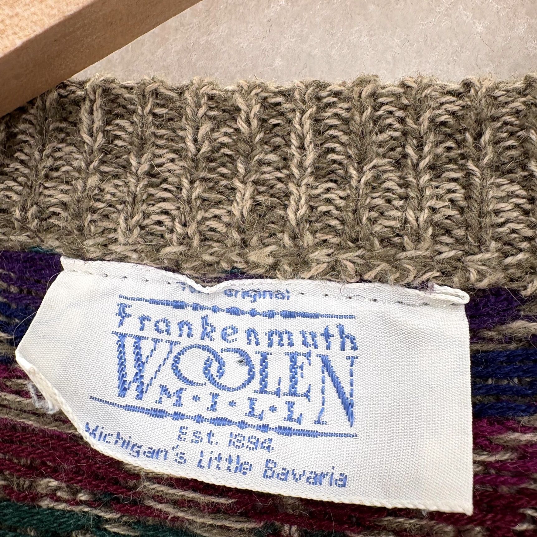 MILLY VINTAGE Frankenmuth Woolen Mill Sweater Mens L Beige Ramie Fair Isle Bavaria 90s Size US L / EU 52-54 / 3 - 4 Thumbnail