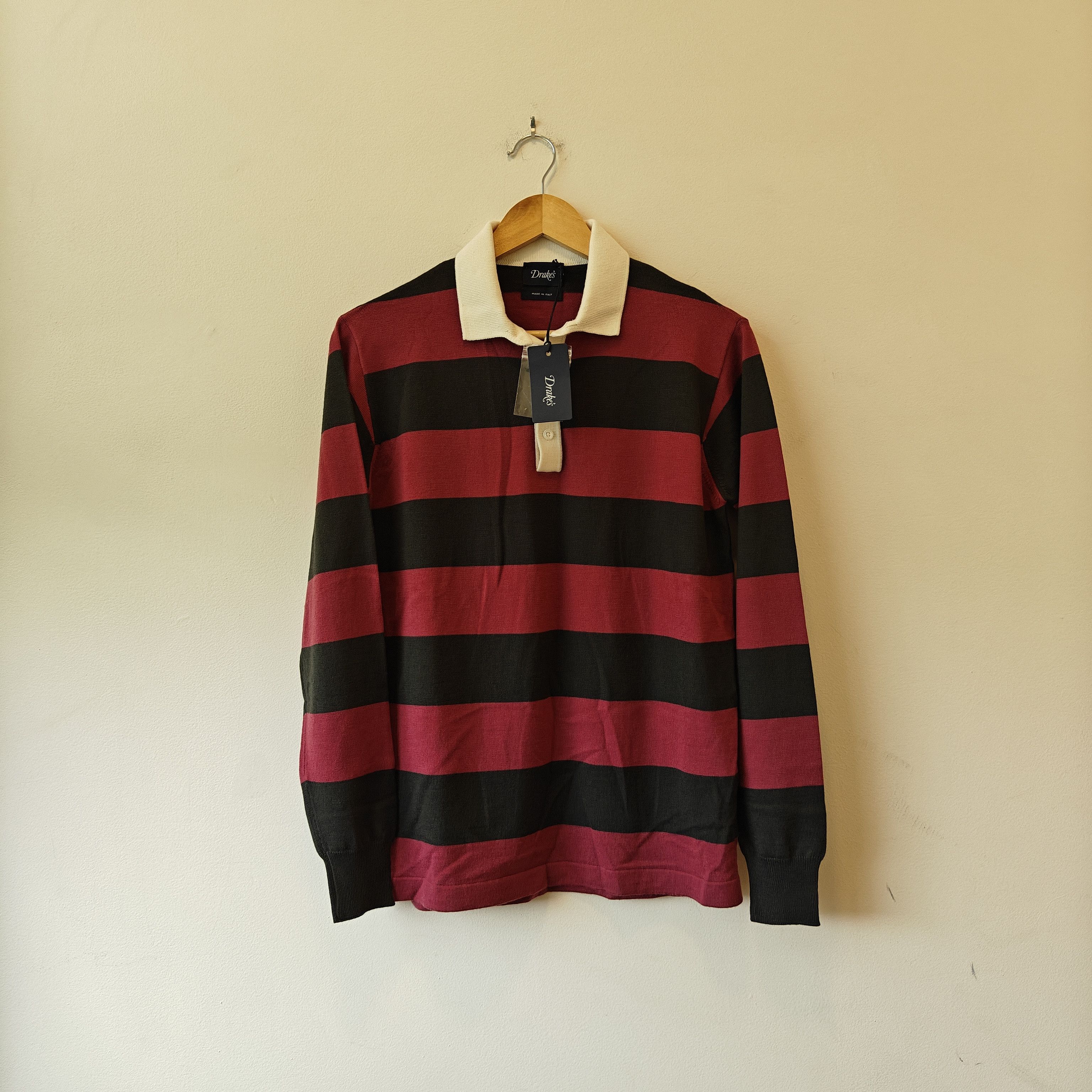 Drake's NWT Merino Wool Block Stripe Knitted Rugby Shirt Italy Size US S / EU 44-46 / 1 - 1 Thumbnail