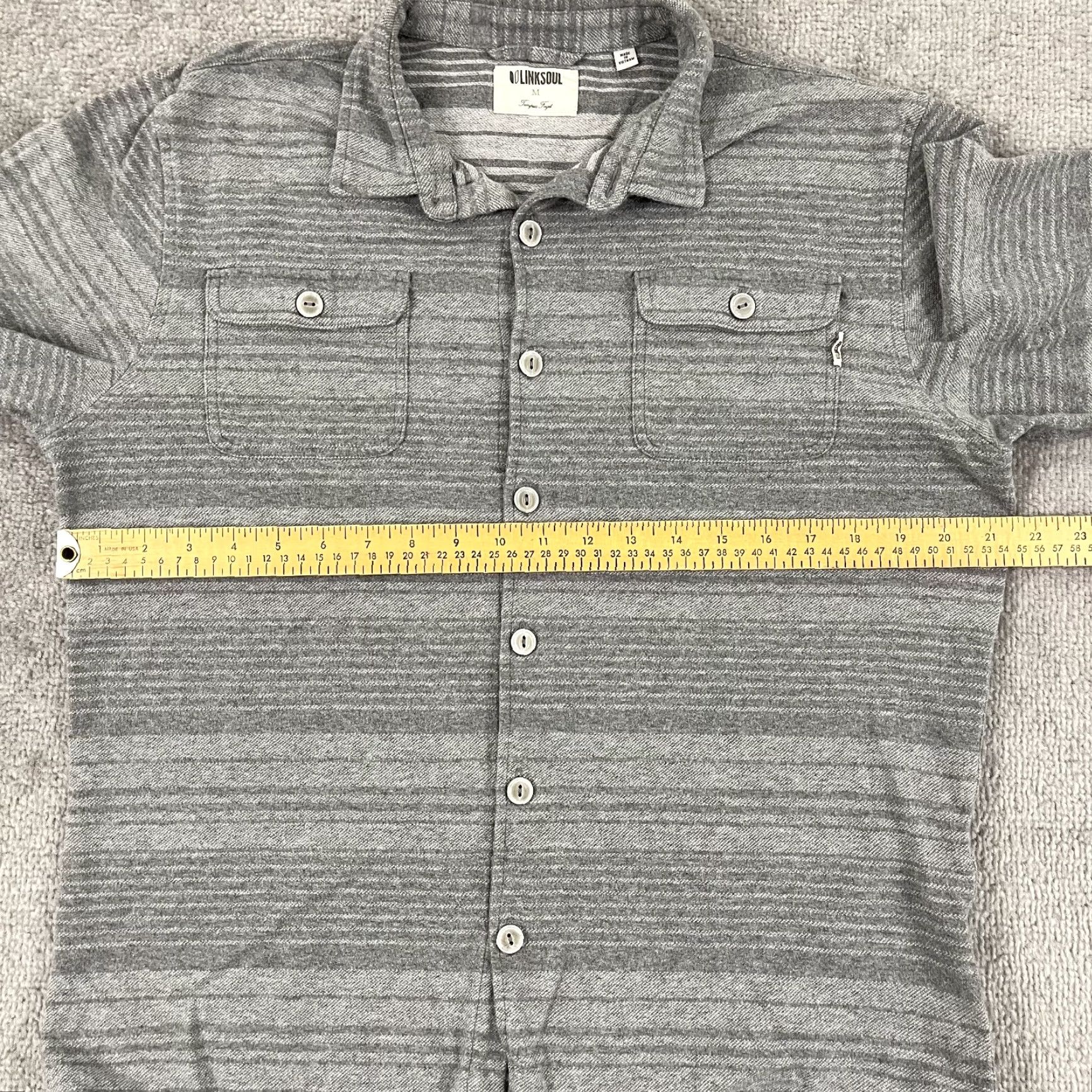 Vintage Linksoul Button-Up Shirt Mens Medium Gray Striped Long Sleeve Luxury Cotton Flannel Classic Outdoor Size US M / EU 48-50 / 2 - 6 Thumbnail