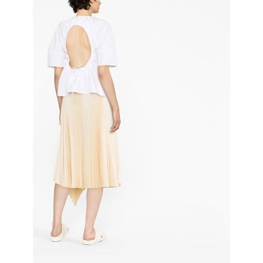 Jil Sander o1y1025 Short Sleeves Blouse in White Size M / US 6-8 / IT 42-44 - 2 Thumbnail
