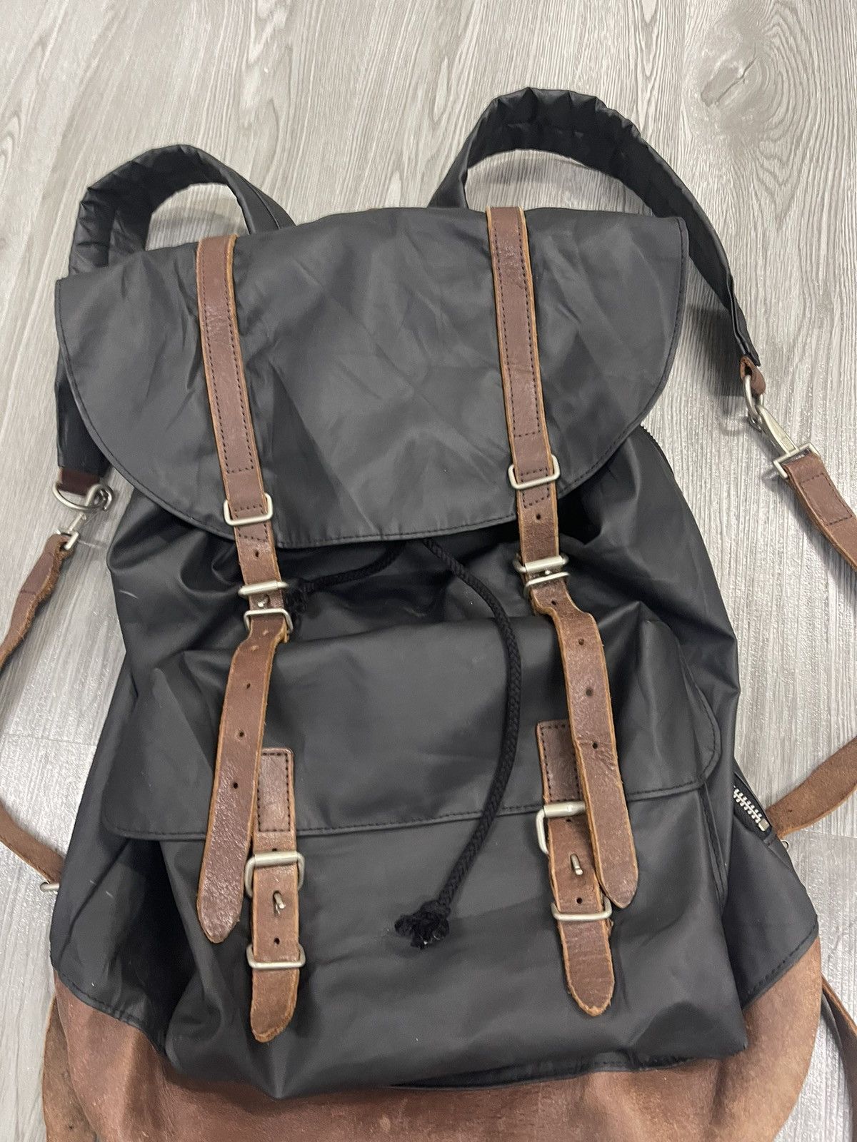 Union made ciaopanic Leather and tech nylon rucksack pack
