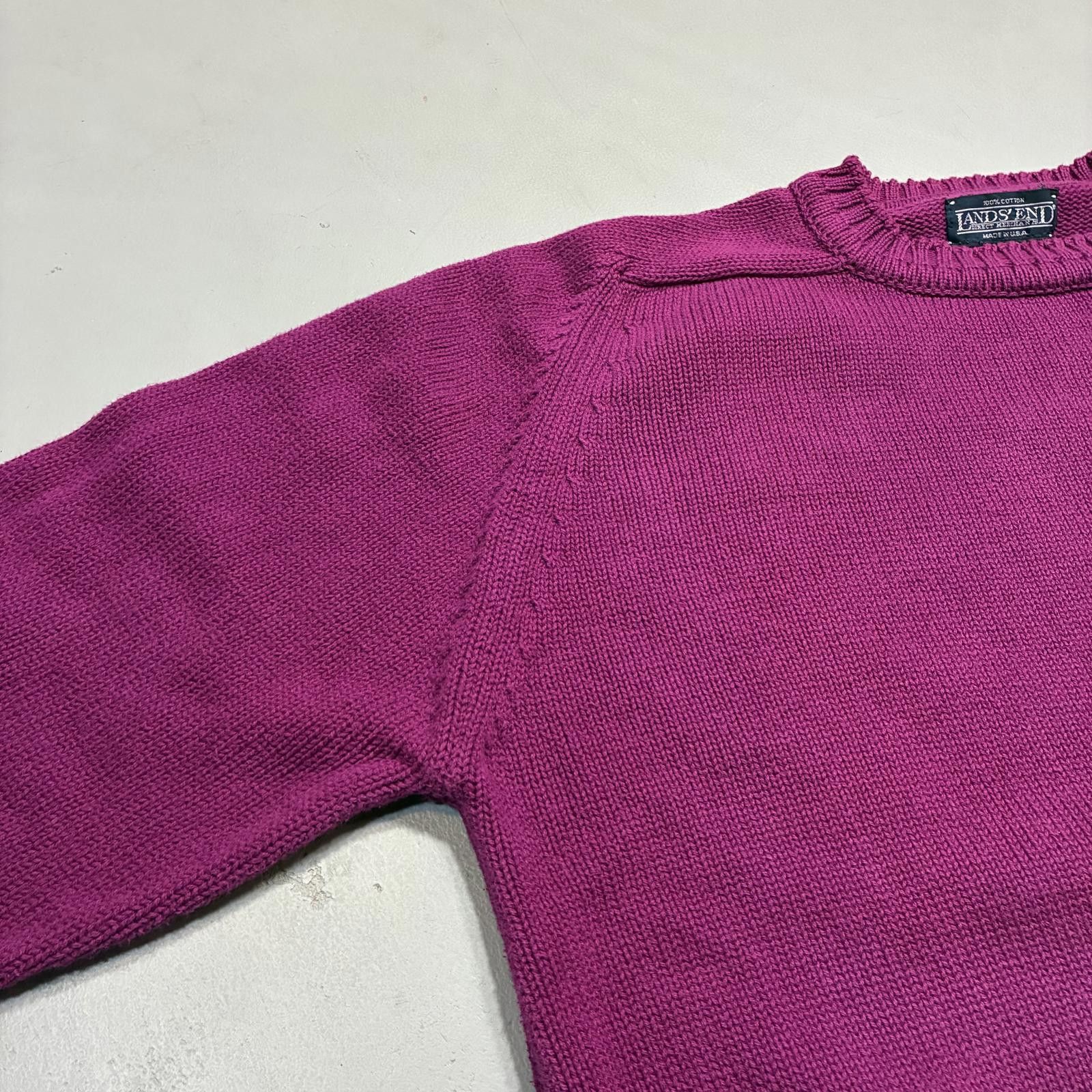 Lands' End Vintage 80s Lands End Purple Knit Sweater Men's Sz L Cotton Size US L / EU 52-54 / 3 - 5 Thumbnail