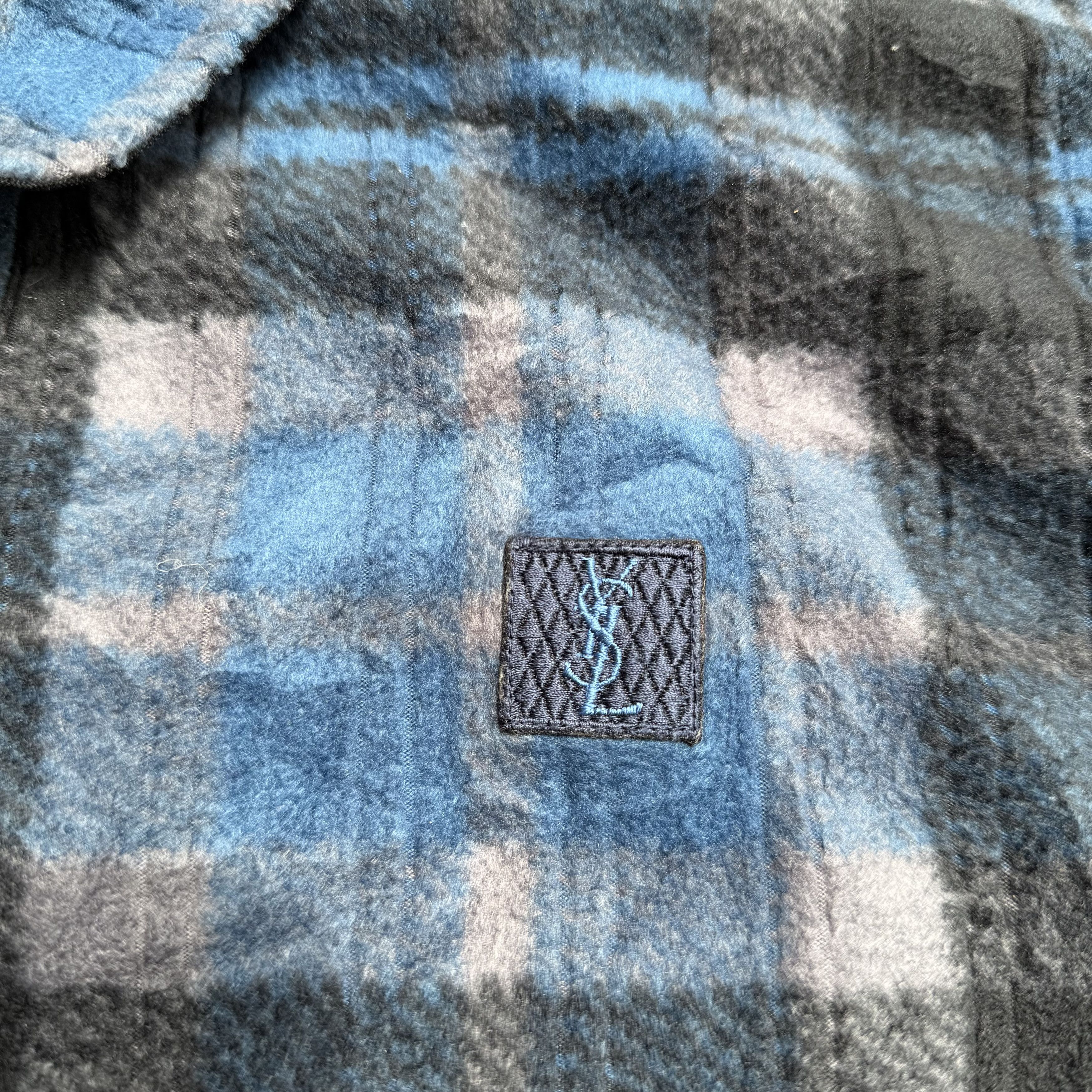 Yves Saint Laurent Vintage YSL Plaid Tartan Fleece Bomber Jacket Size US L / EU 52-54 / 3 - 10 Thumbnail