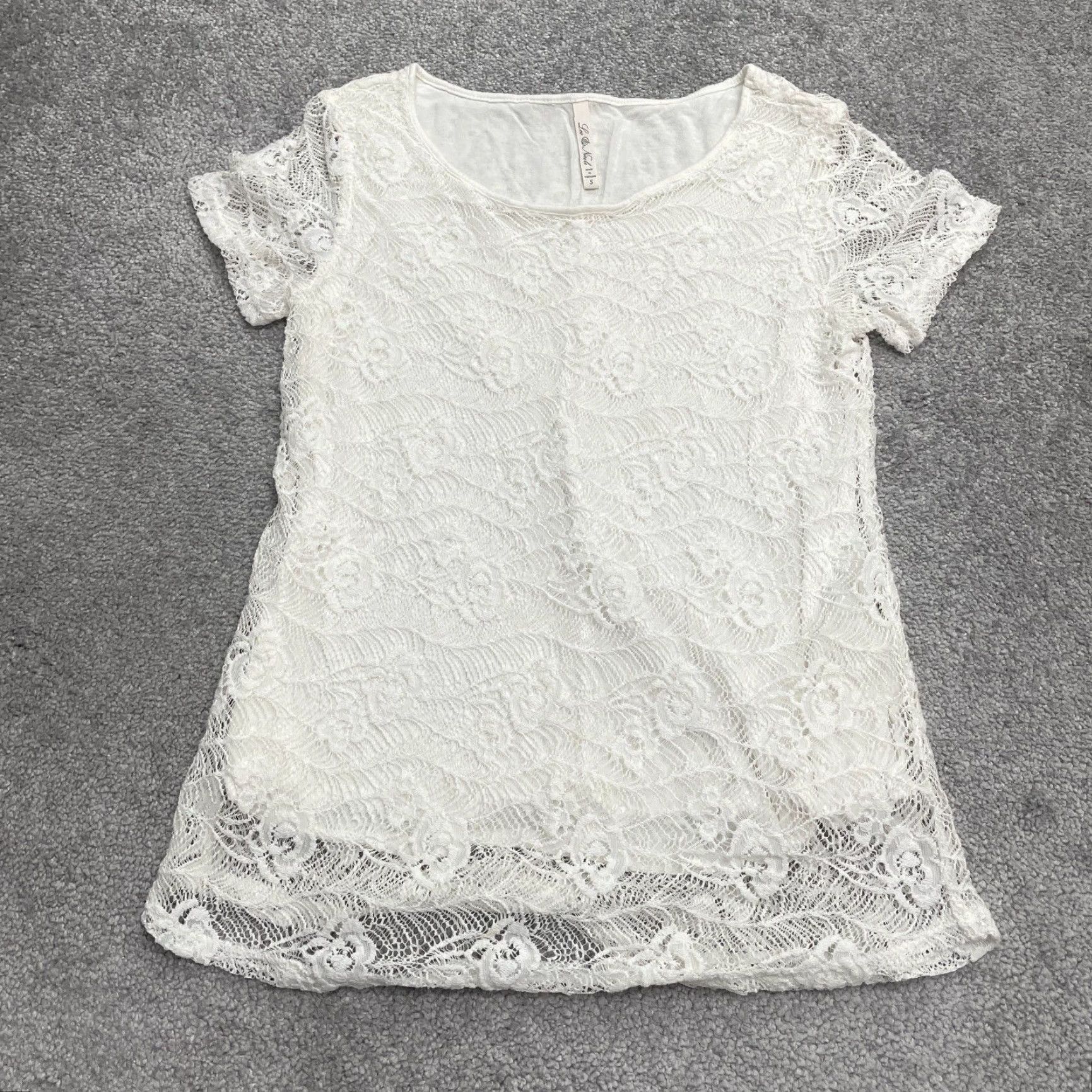 Vintage Leo & Nicole Lace Blouse Womens S White Short Sleeve Casual Top Size S / US 4 / IT 40 - 2 Thumbnail