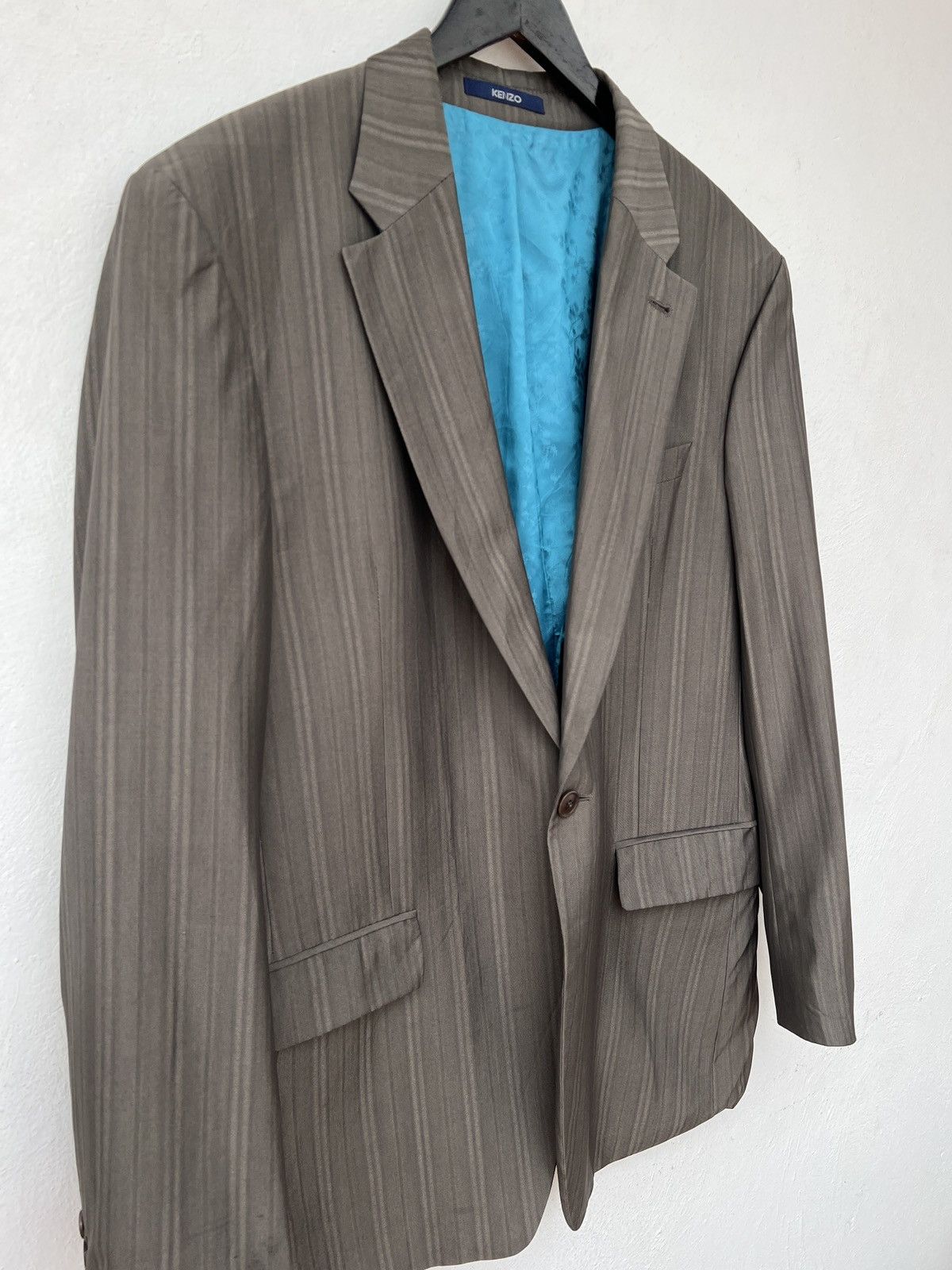 Kenzo Kenzo Homme Vintage Grey Striped Wool-Silk Blazer XL Size 46R - 14 Thumbnail
