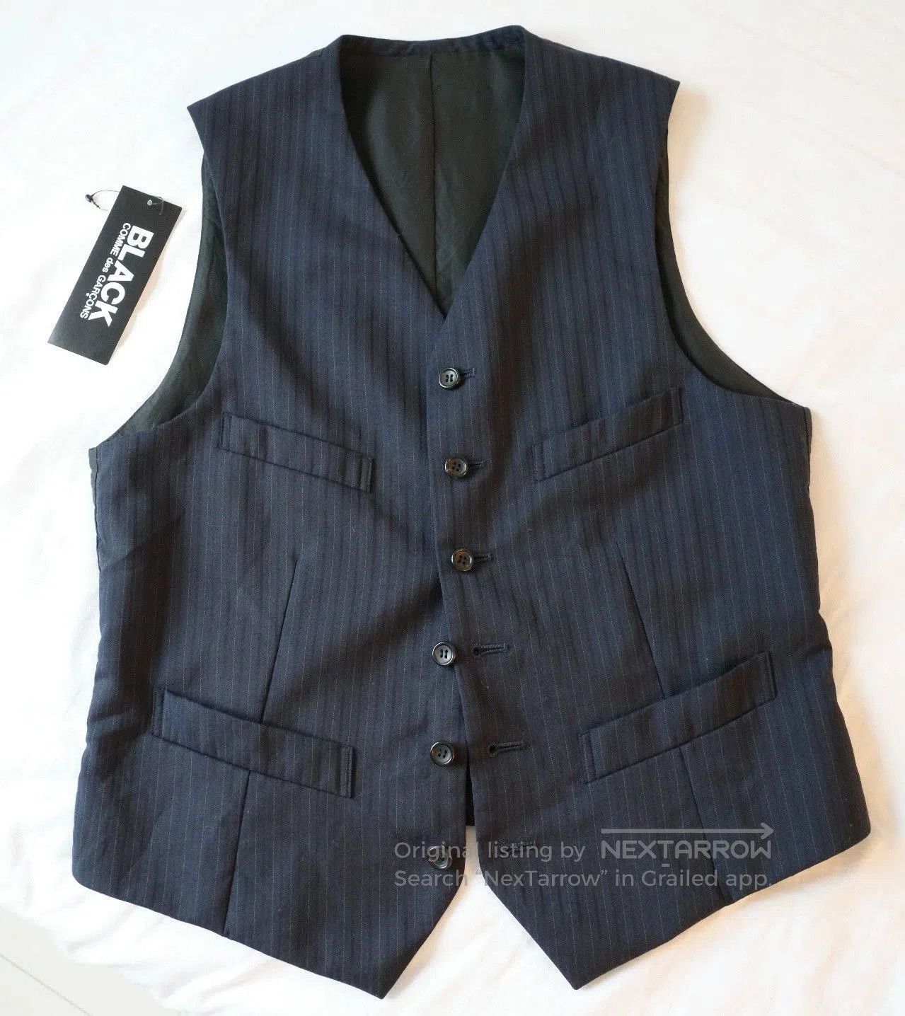 Comme des Garcons CDG Black Pinstripe Wool Vest. Size US M / EU 48-50 / 2 - 1 Thumbnail