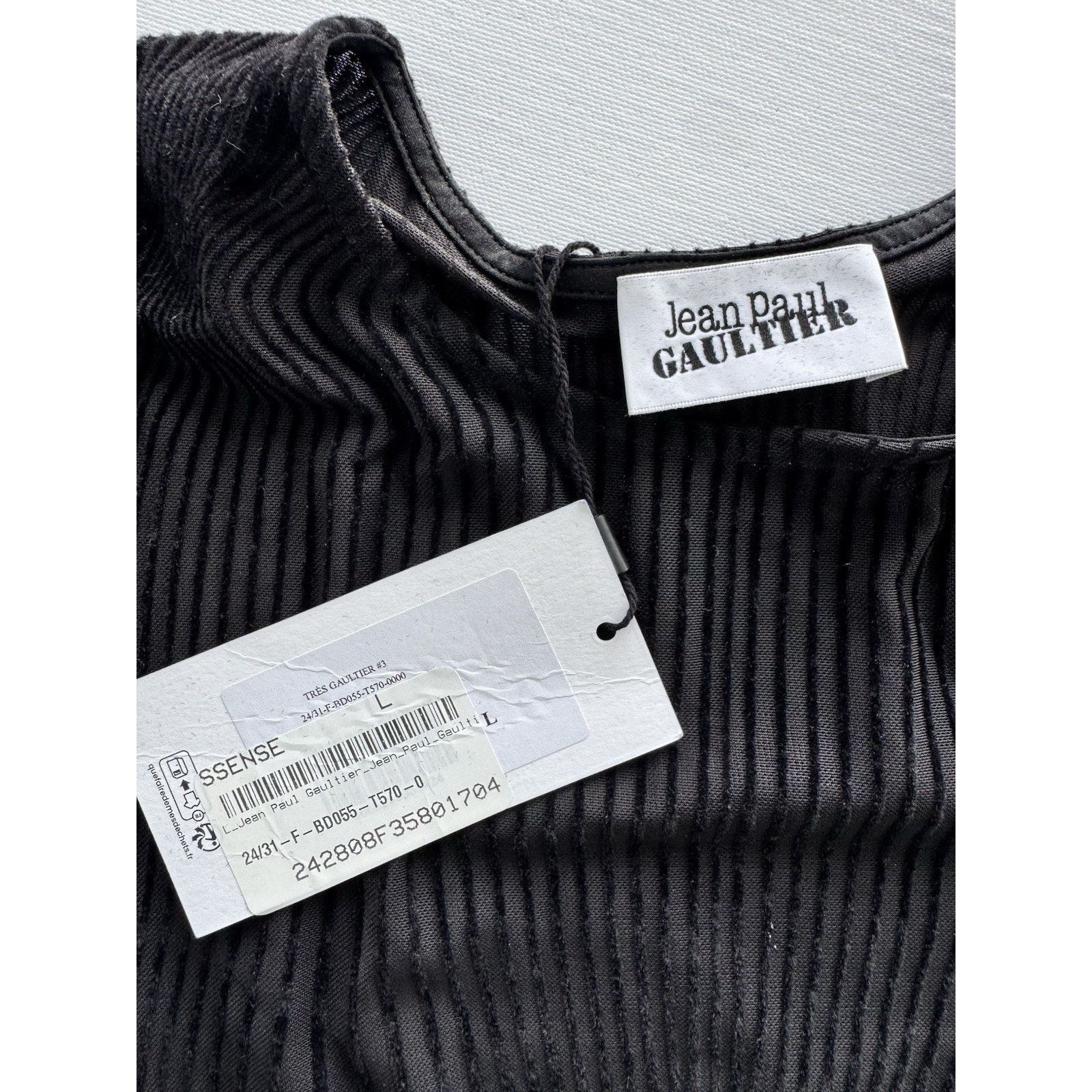 Jean Paul Gaultier JEAN PAUL GAULTIER Mesh Flocked Morphing Pinstripe Bodysuit Size L / US 10 / IT 46 - 5 Thumbnail