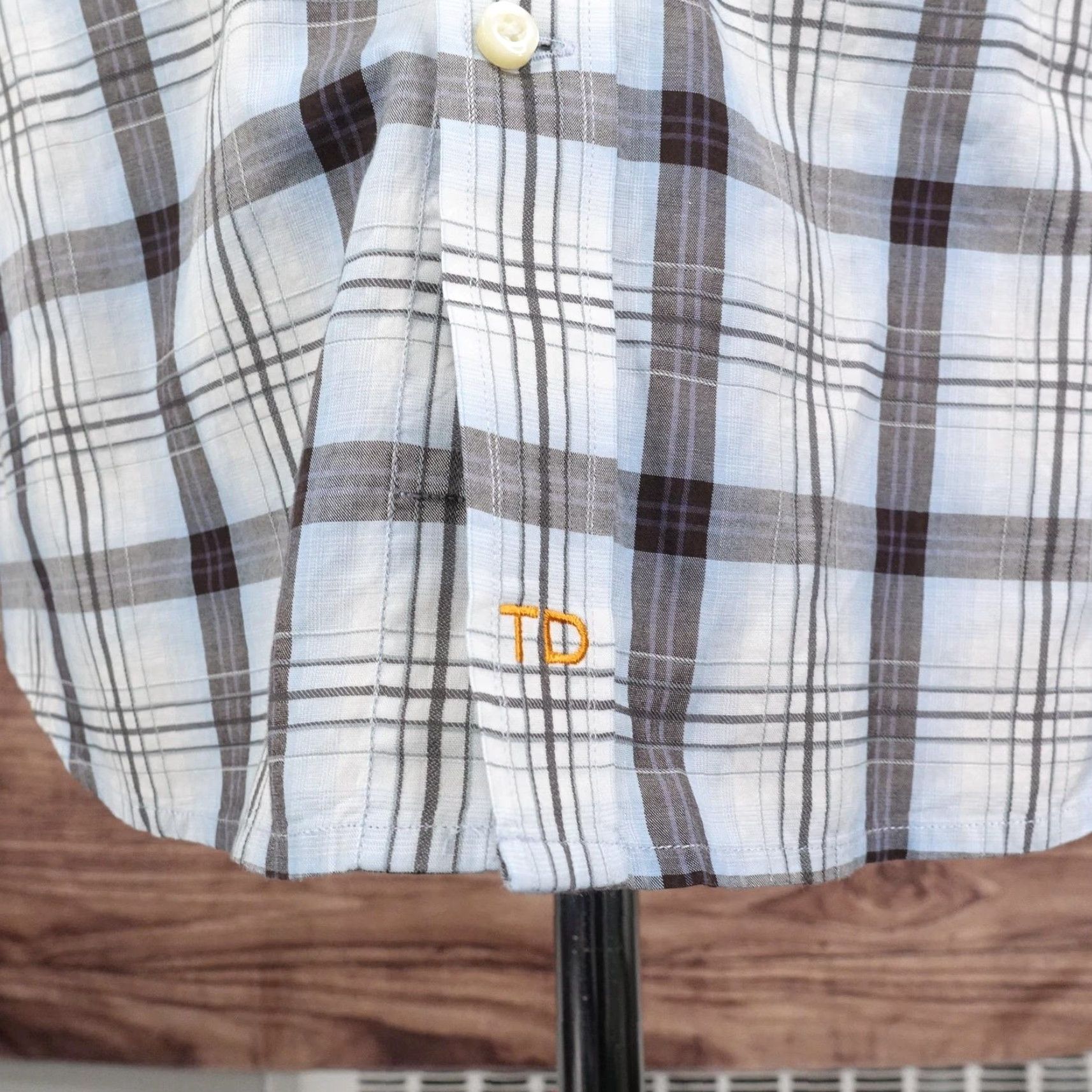 Vintage VINTAGE Thomas Dean Dress Shirt Mens 2XL Blue Gray Plaid Long Sleeve Cotton Size 48R - 4 Thumbnail