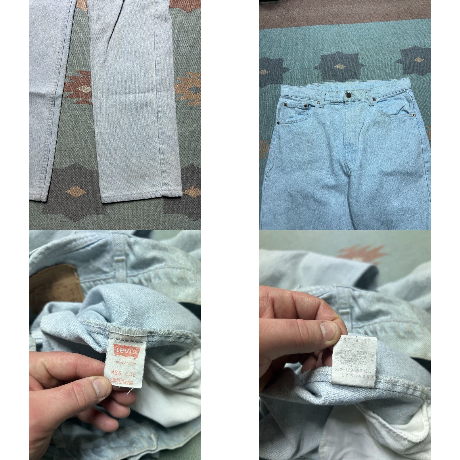 Levi's VINTAGE Levi’s 505 Jeans Main Selling Point Denim Straight Leg Men 34 Regular 32 Inseam Light Wash USA 80s Mens Jeans Size US 34 / EU 50 - 8 Thumbnail