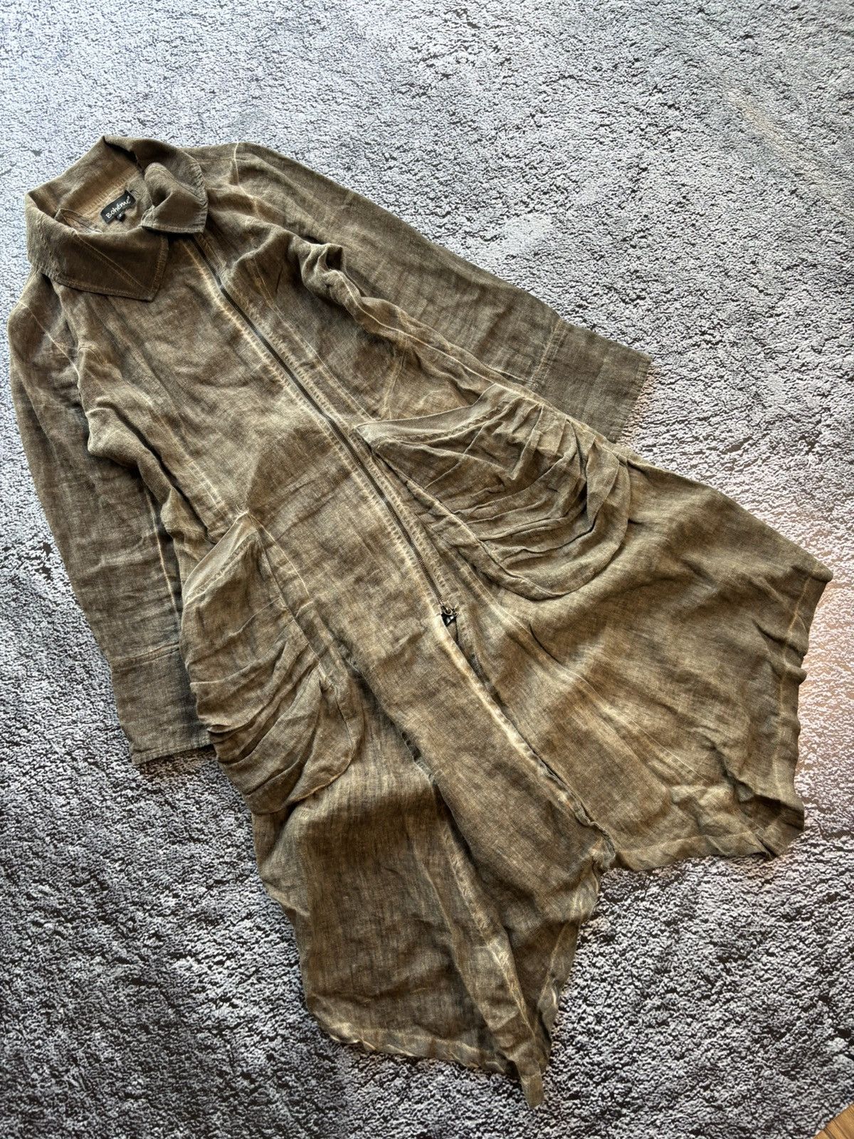 Other 90s natural linen fabric archive distressed asymmetric coat Size M / US 6-8 / IT 42-44 - 3 Thumbnail