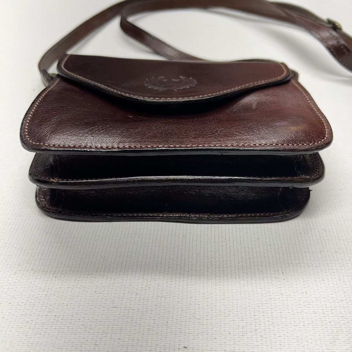 Firenze × Vintage Firenze Leather Bag Brown Saddle Shoulder Crossbody Handbag Size ONE SIZE - 3 Thumbnail