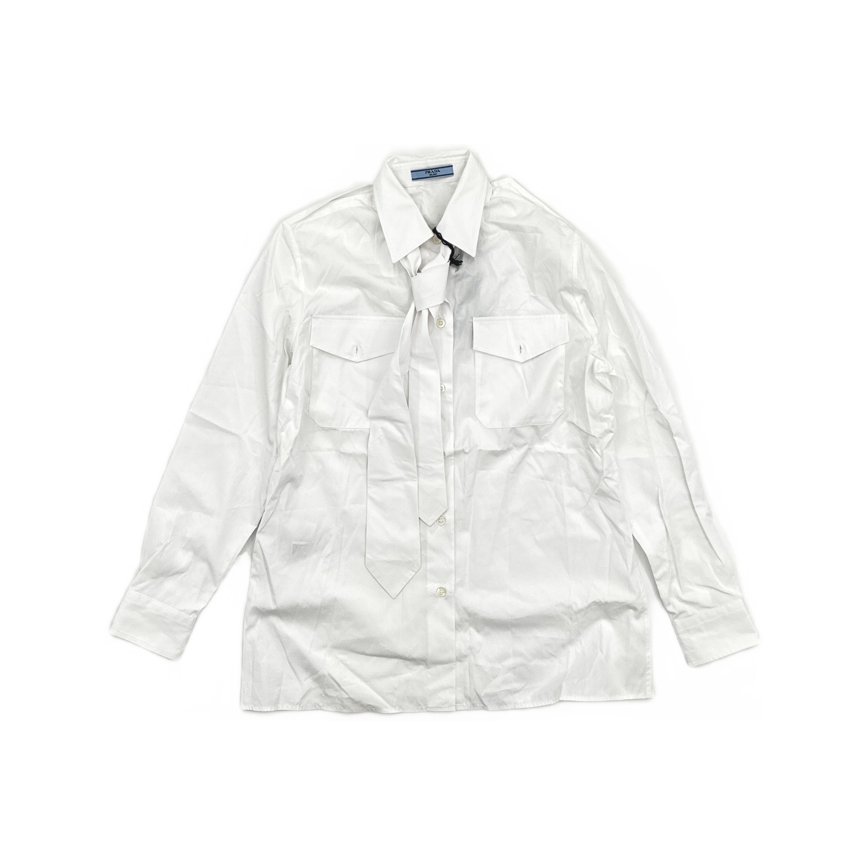 Prada Prada Popeline Necktie Button Up Shirt Size S Size US S / EU 44-46 / 1 - 1 Thumbnail