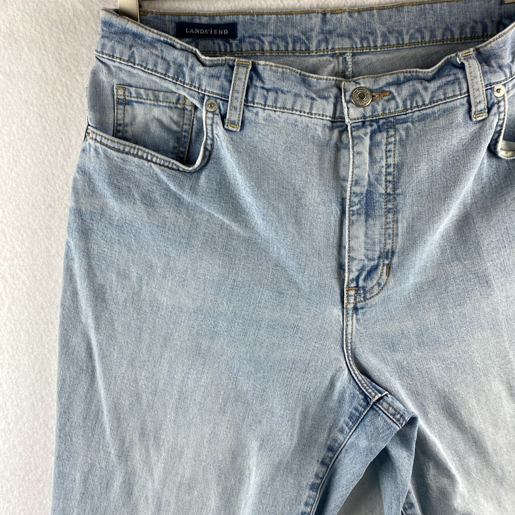 Lands' End Lands' End Jeans Womens 10 Bootcut Stretch Relaxed Distressed Light Wash Blue Jeans Size 32" / US 10 / IT 46 - 7 Thumbnail