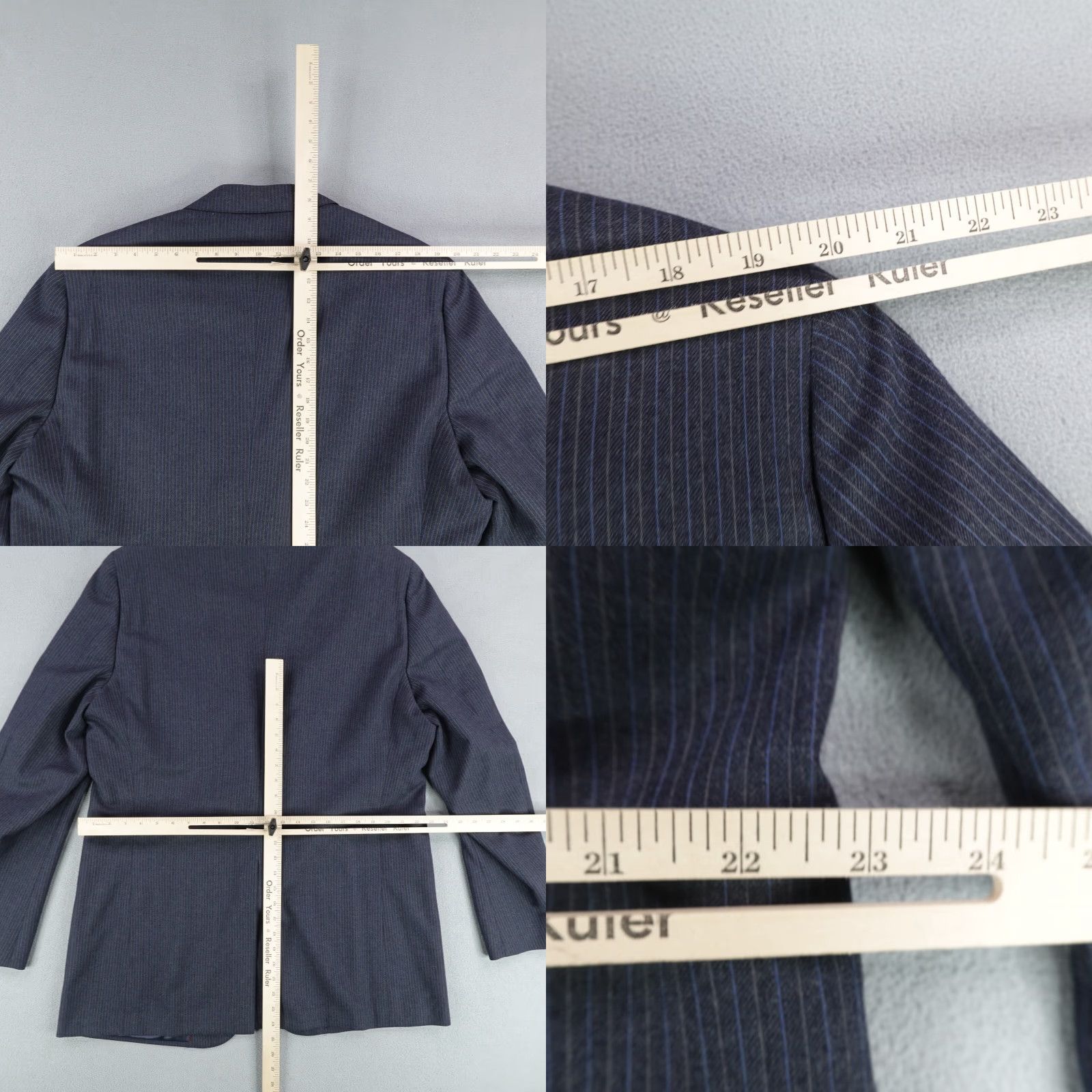 Hart Schaffner Marx VINTAGE Hart Schaffner Marx Blazer Mens 40L Blue Pinstripes Wool Long Jacket Coat Size 40R - 8 Thumbnail