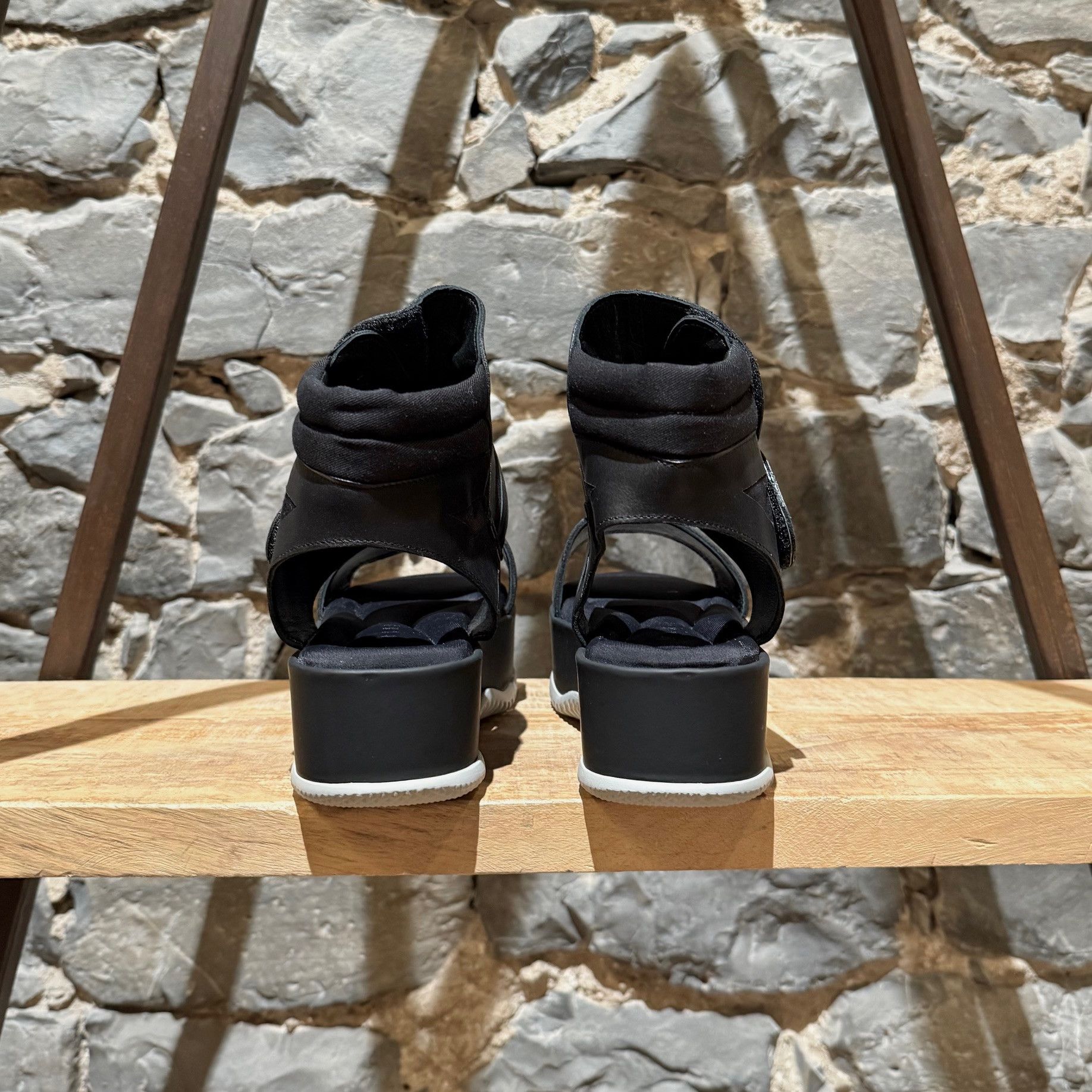 Marni Marni Black Leather Canvas Cut out Platform Sandals Size US 9 / IT 39 - 5 Thumbnail