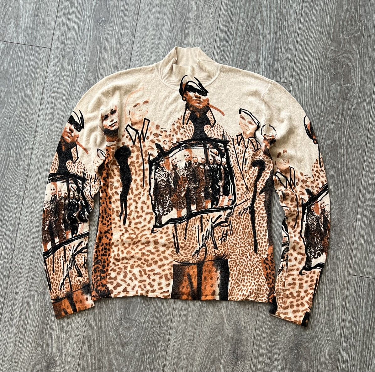 Japanese Brand Vintage XFN Leopard Graphic Print Knit Jumper JPG Style Size L / US 10 / IT 46 - 1 Thumbnail