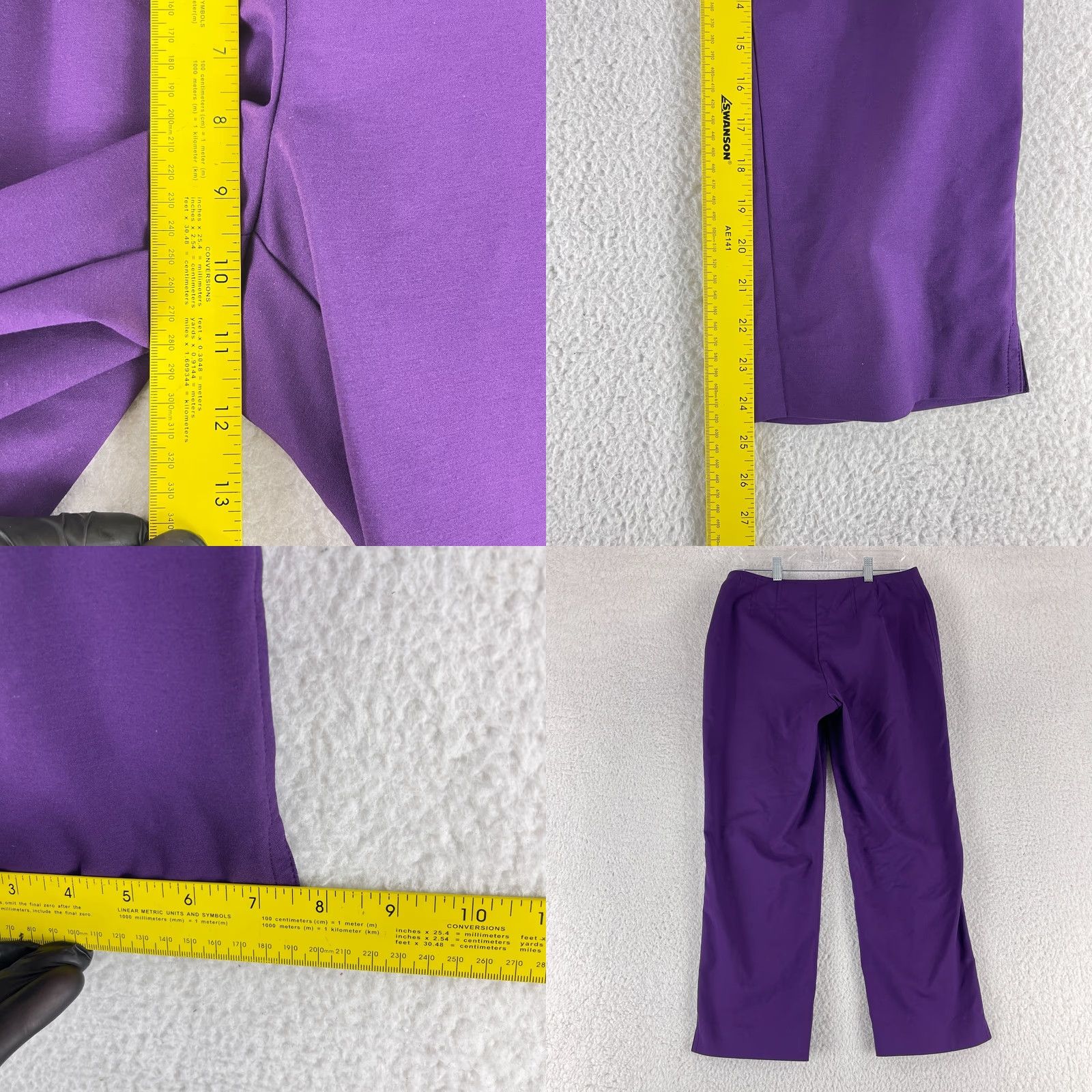 St. John St. John Pants Womens Size 8 Purple Cropped Cotton Mid-Rise Knit Straight Front VTG Made in USA Size 30" / US 8 / IT 44 - 8 Thumbnail
