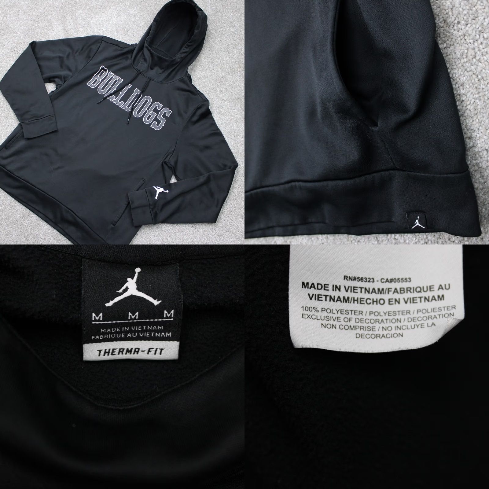 Jordan Brand Jordan Hoodie Mens Medium Black Bulldogs Logo 100% Polyester Hooded Sweatshirt Size US M / EU 48-50 / 2 - 8 Thumbnail