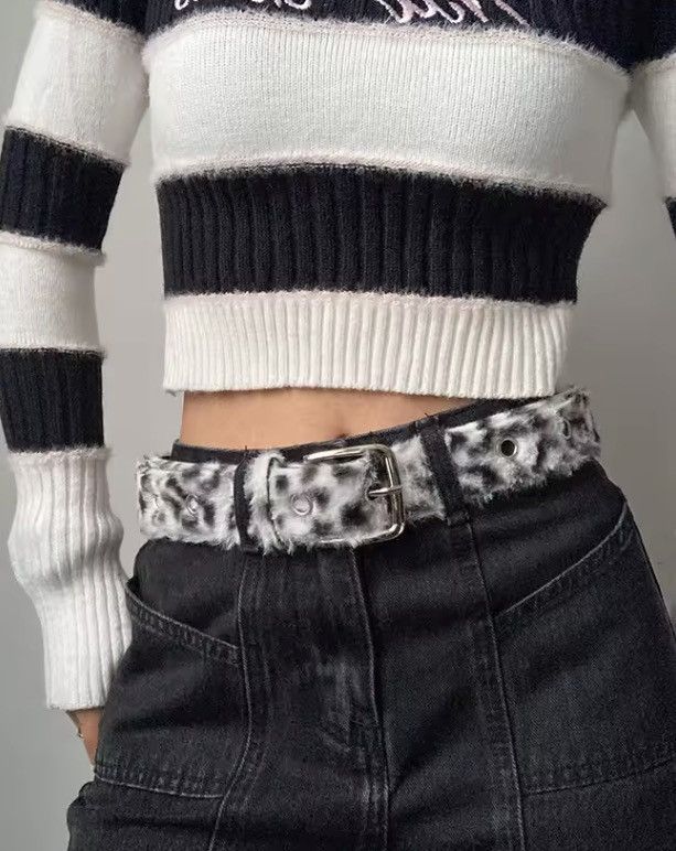 Japanese Brand Leopard Fur Style Pu Leather belt Size ONE SIZE - 1 Thumbnail