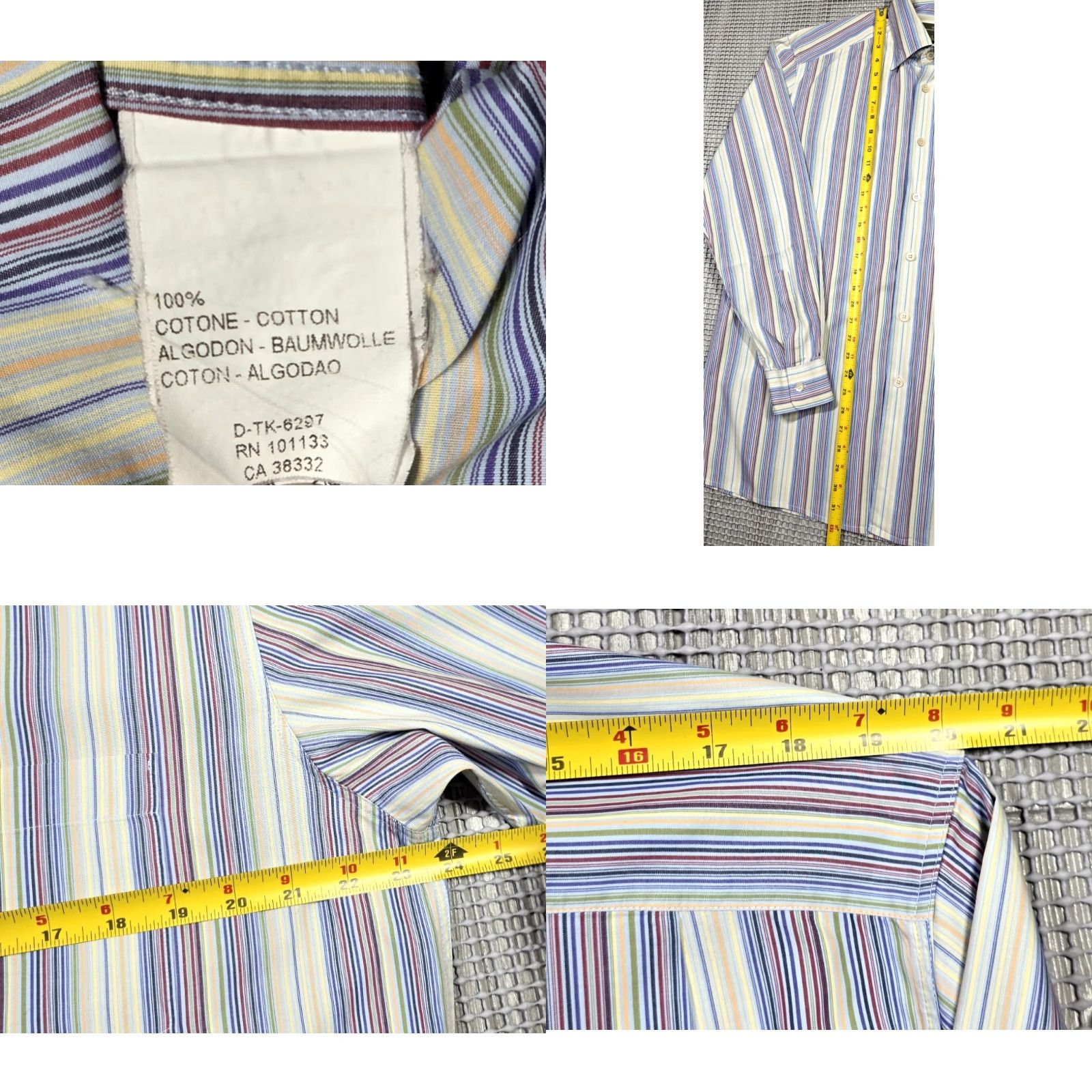 Ermenegildo Zegna Ermenegildo Zegna Button-Up Shirt Men Long Sleeve L Multicolor Stripe Italy Made Size US L / EU 52-54 / 3 - 9 Thumbnail