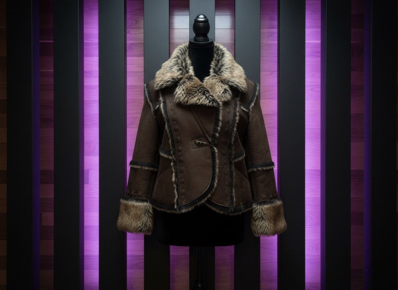 Maison Derhy Brown Faux Shearling Jacket