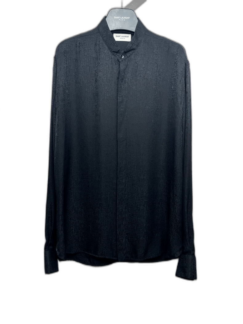Saint Laurent Paris Saint Laurent Black Henry Collar Shirt Size US M / EU 48-50 / 2 - 1 Thumbnail